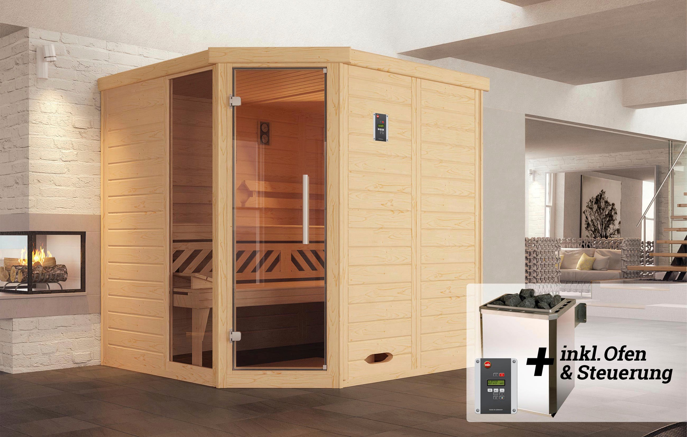 weka Sauna »Kemi«, 7,5 kW-Ofen mit digitaler Steuerung