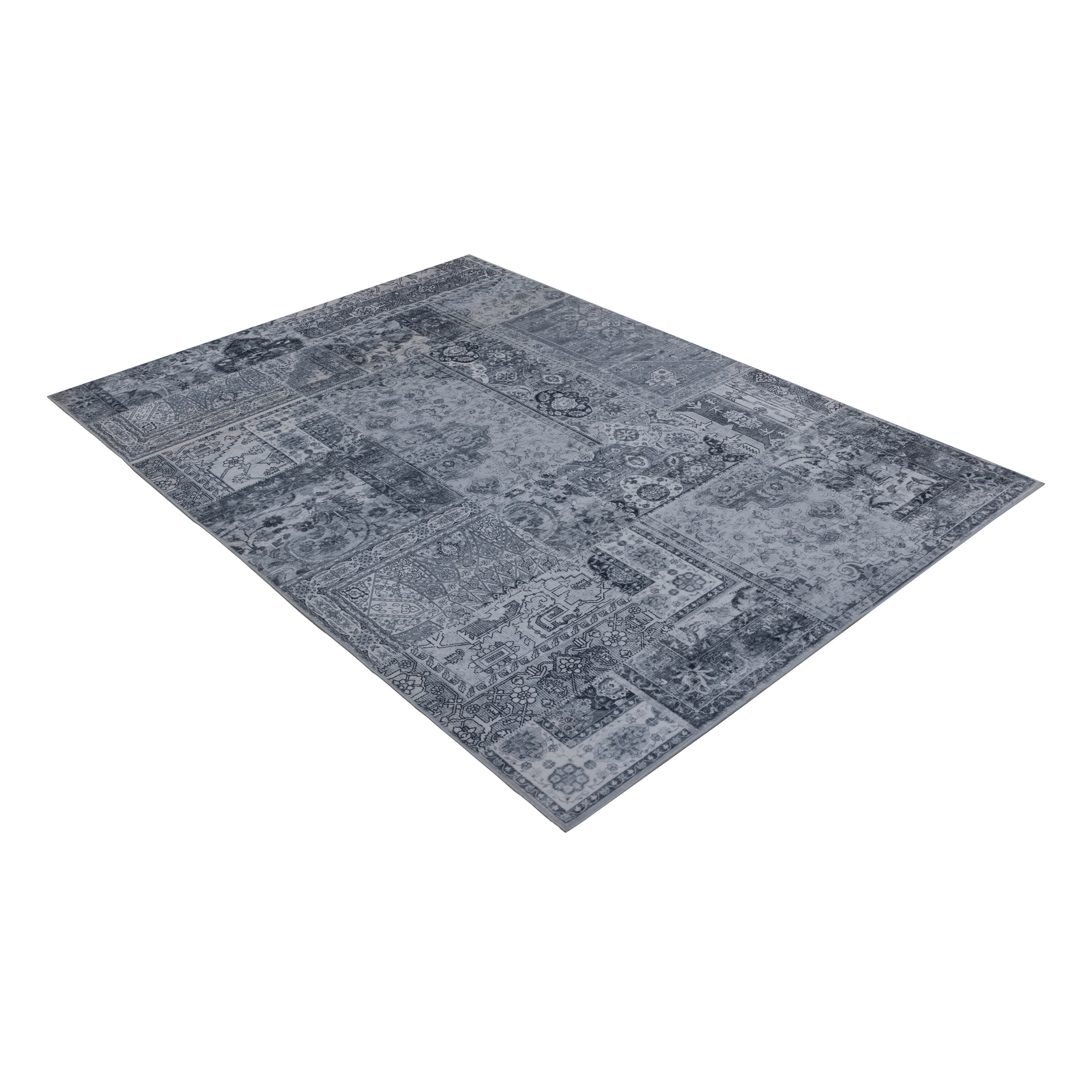 Teppich KAYOOM "Visionary 130", grau, B:120cm H:8mm L:170cm, Polyester, Teppiche, Teppich, Kurzflor, Vintage, Patchwork Muster, Modernes Muster 2