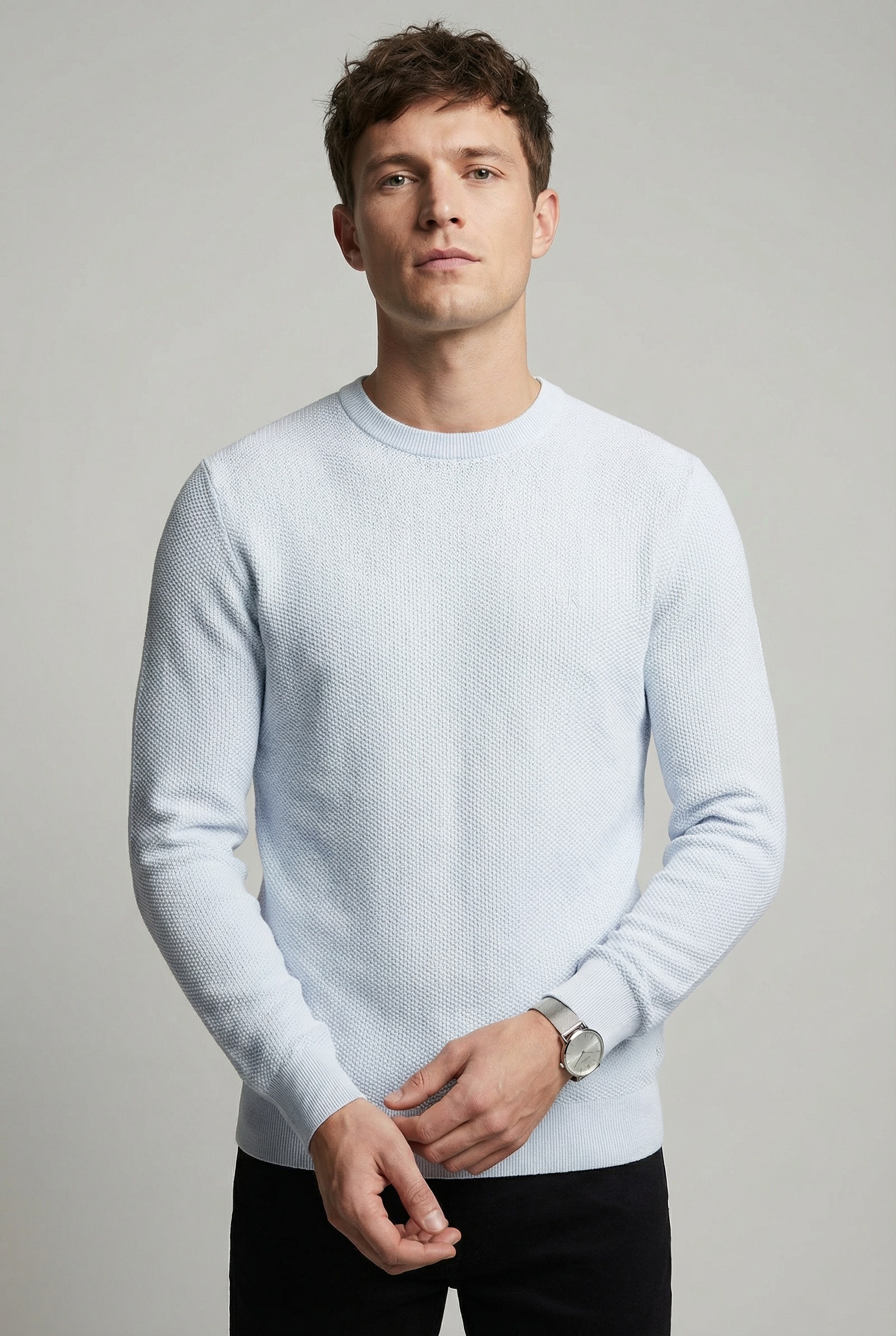 Calvin Klein Rundhalspullover "LS TEXTURED COTTON CREWNK SWEATE" Regular fi günstig online kaufen