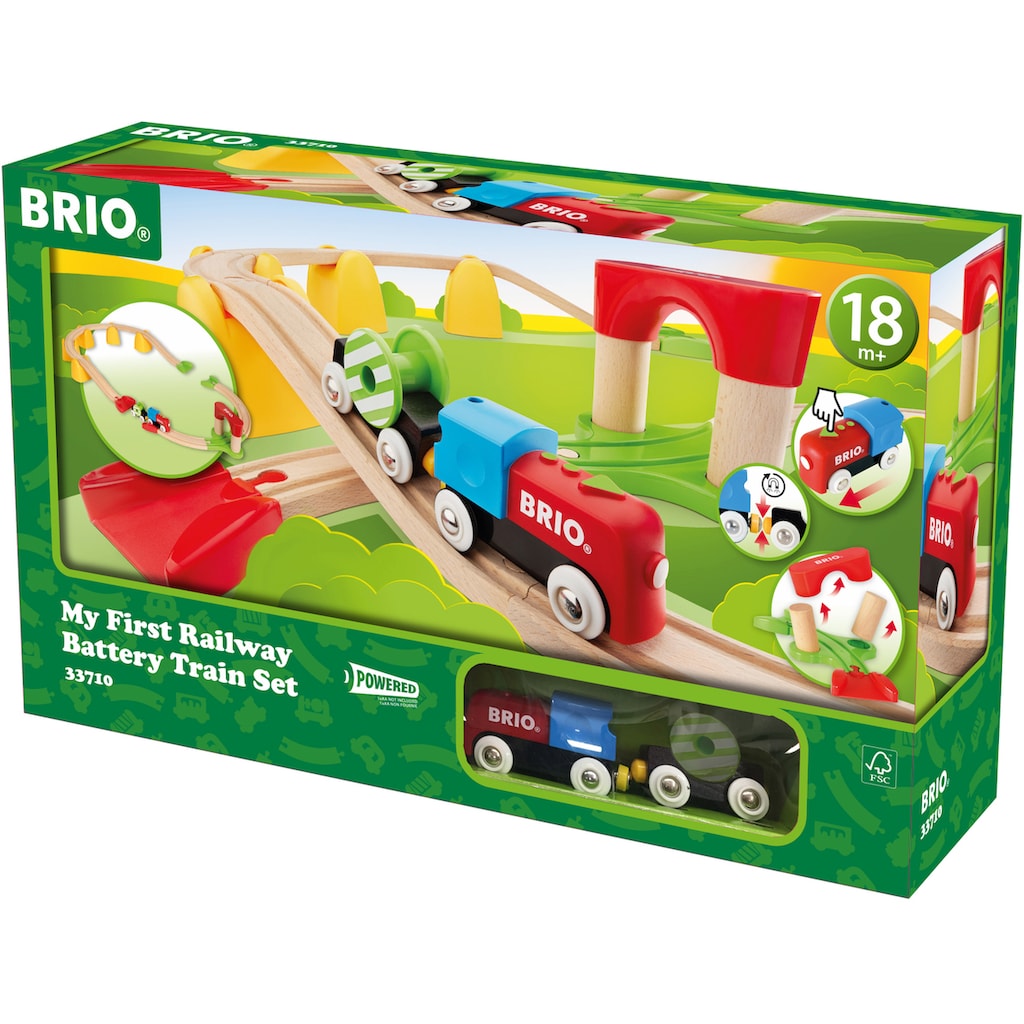 BRIO® Spielzeug-Eisenbahn »BRIO® WORLD, Mein erstes BRIO® Bahn Set mit Batterielok«, (Set)