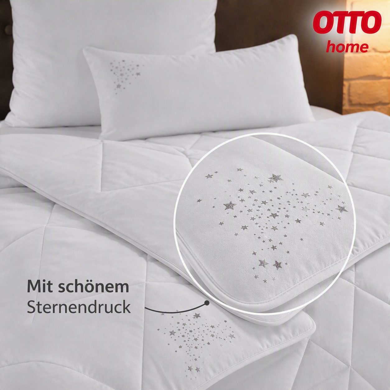 OTTO home Microfaserbettdecke + Kopfkissen »Baca, 2-tlg. Bettdecke 135x200 oder155x220 cm mit Kissen 80x80 cm« Set Bettdecke & Kissen Made in Germany, Sommer, Winter