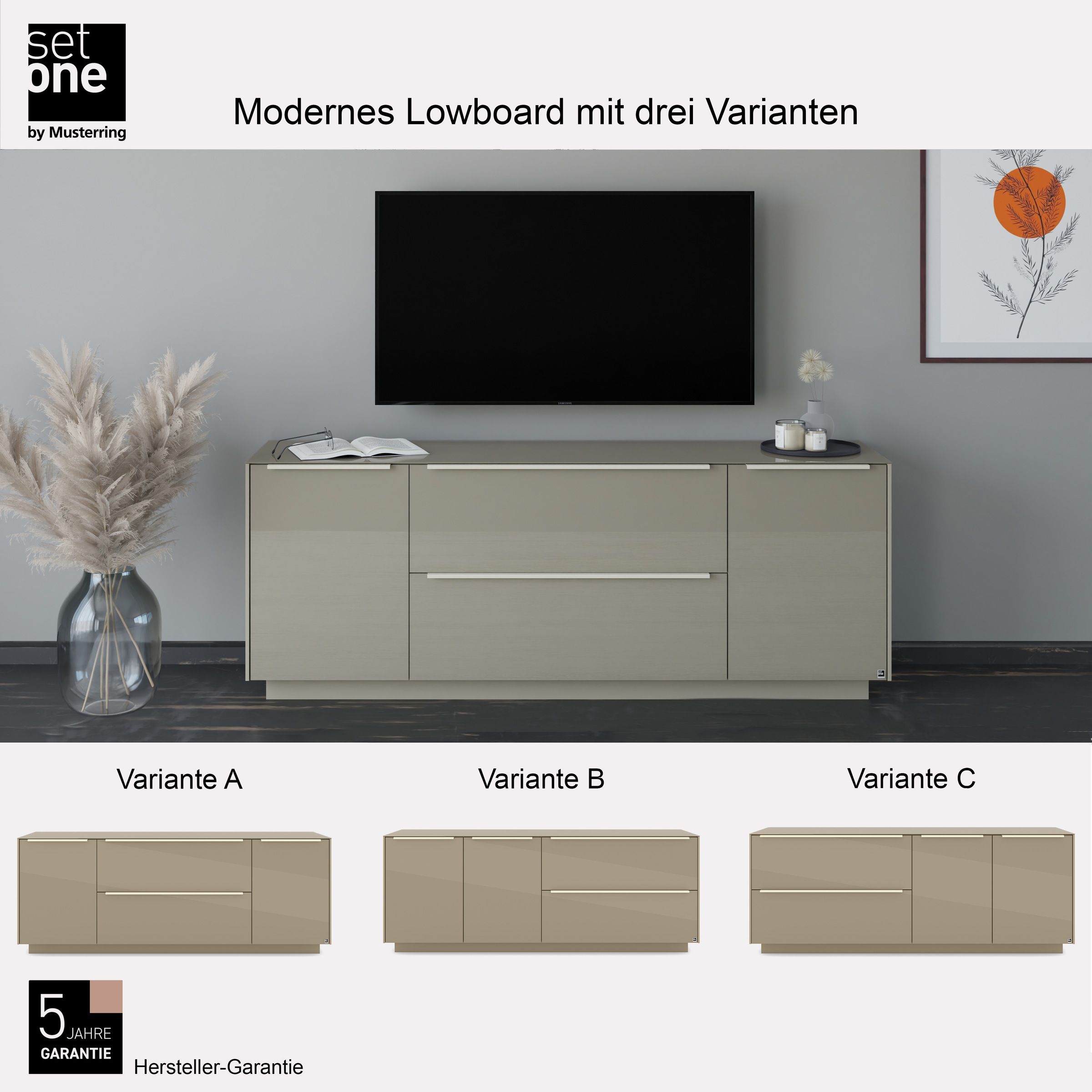 set one by Musterring Lowboard »Reno« 1 Stk. tlg. Mit Sockel in diversen Farben, 71 cm Höhe & Farbauswahl