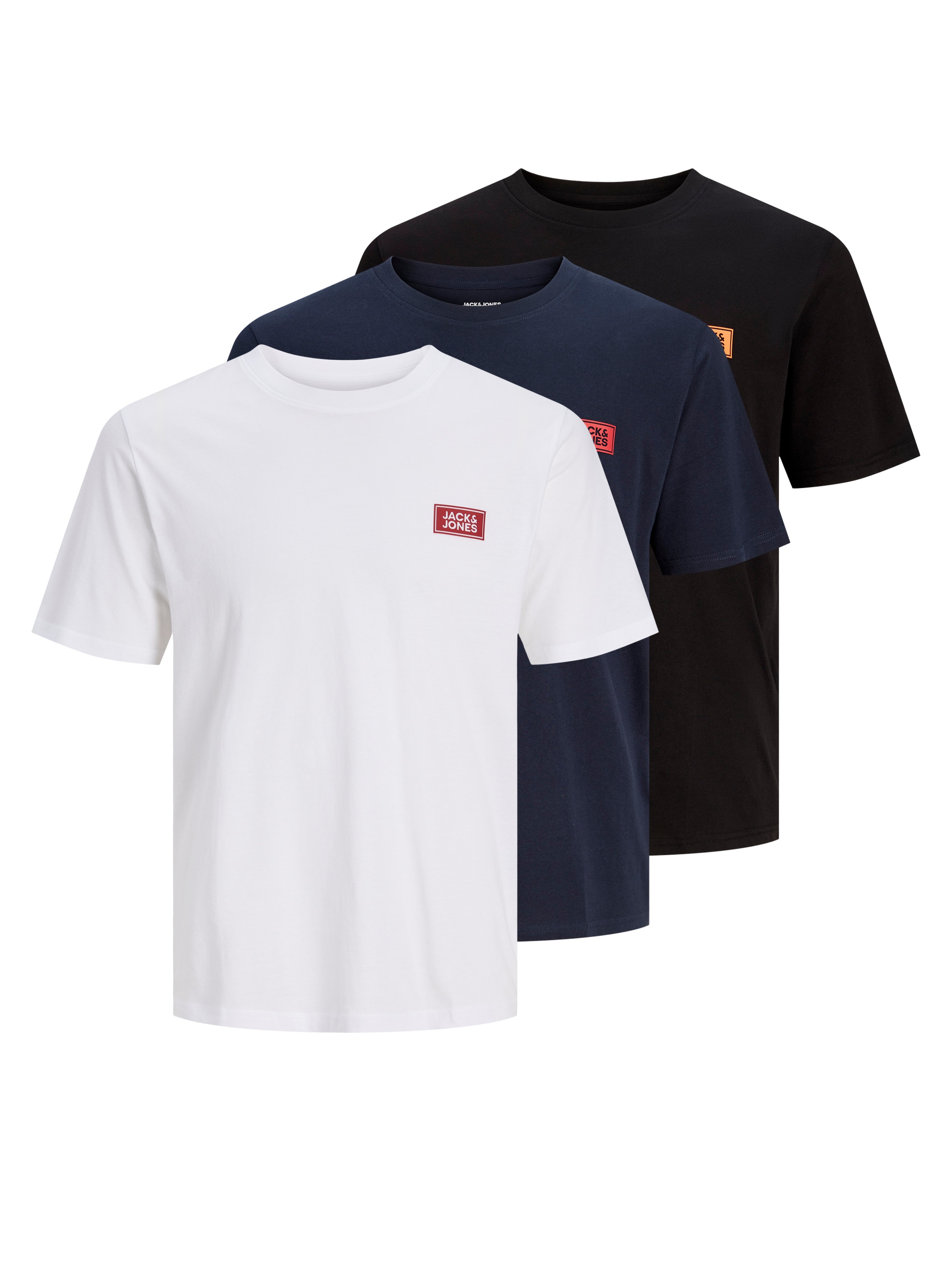 Jack & Jones Rundhalsshirt "JJRUSH TEE SS CREW NECK 3PK MP" Packung, 3 Baumwolle, regular fit