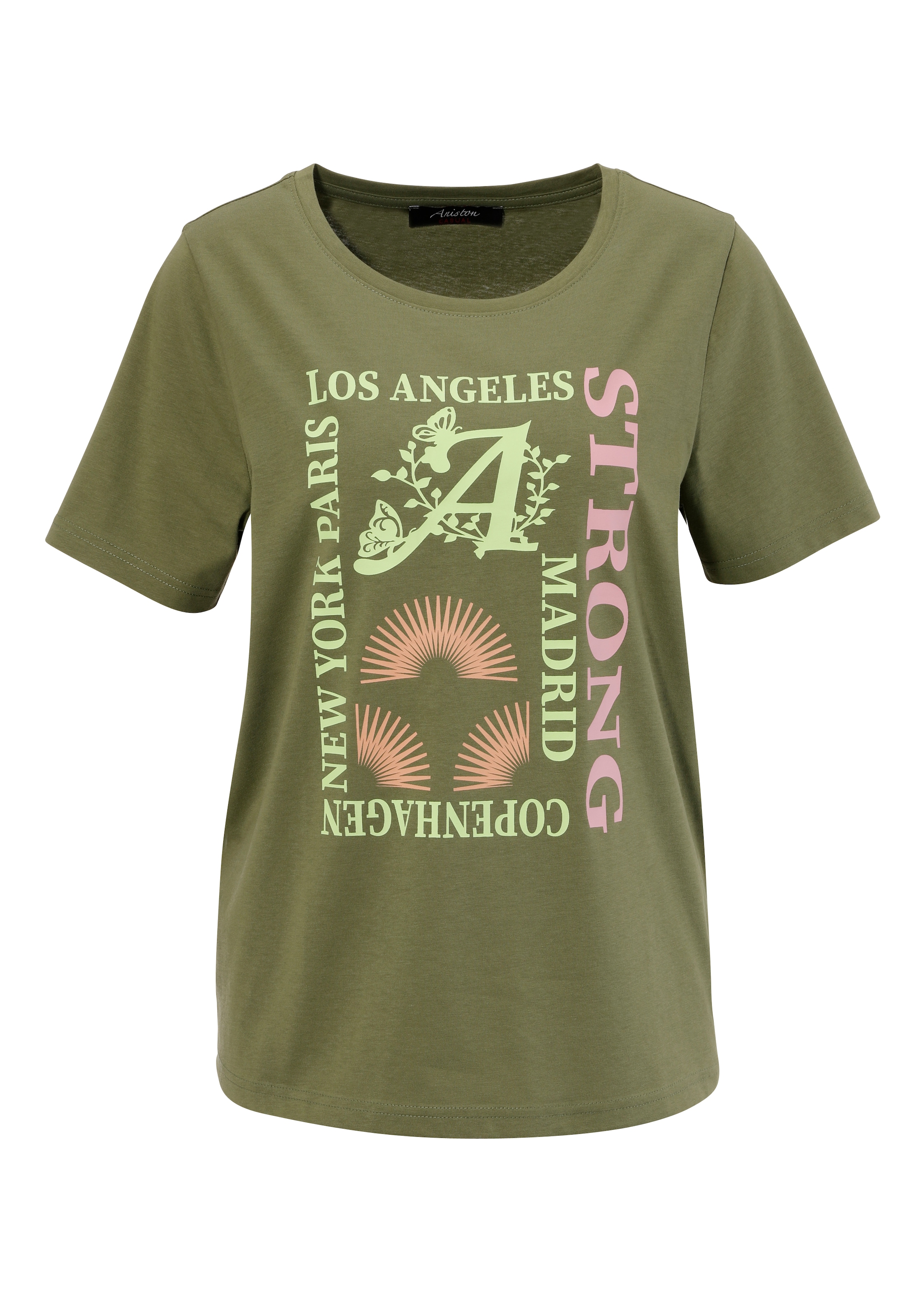 Aniston CASUAL T-Shirt, mit farbharmonischen Frontprint aus Foliendruck - NEUE KOLLEKTION