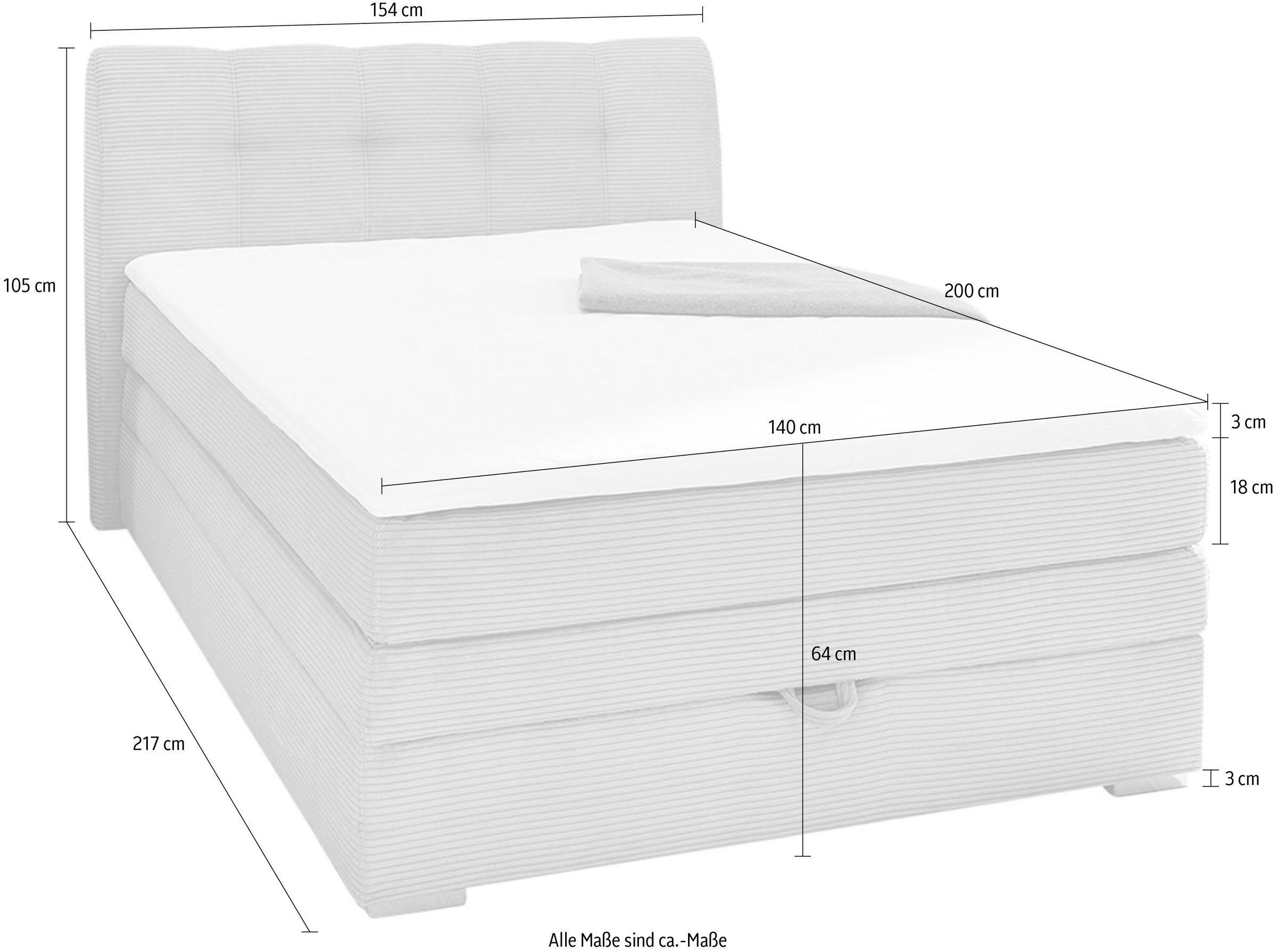 Jockenhöfer Gruppe Boxspringbett »Amelie«, mit Bettkasten und Topper, erhältlich in 120 & 140cm Breite