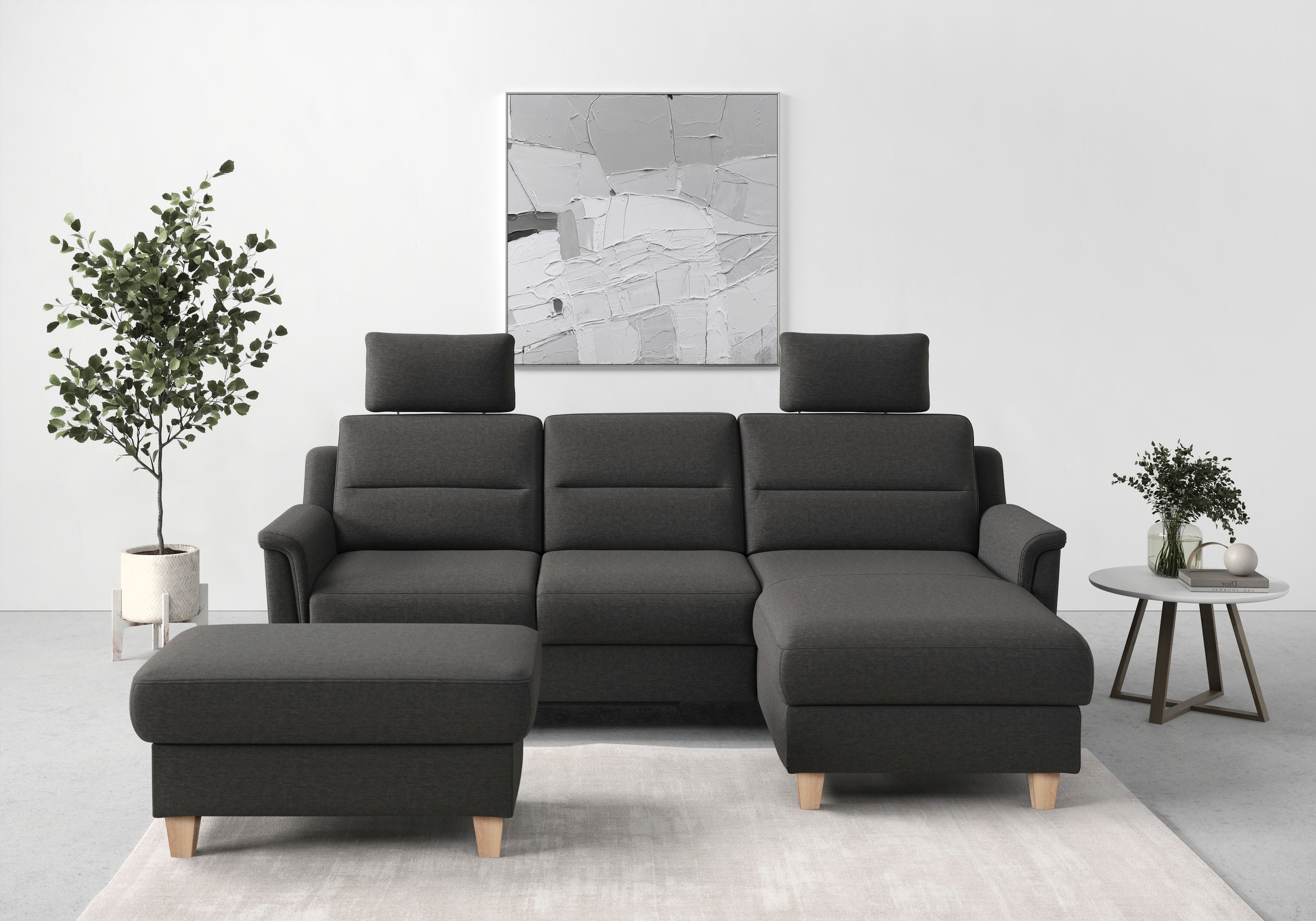 sit&more Ecksofa "Farö L-Form" inklusive Federkern, wahlweise mit Schlaffunktion und Bettkasten