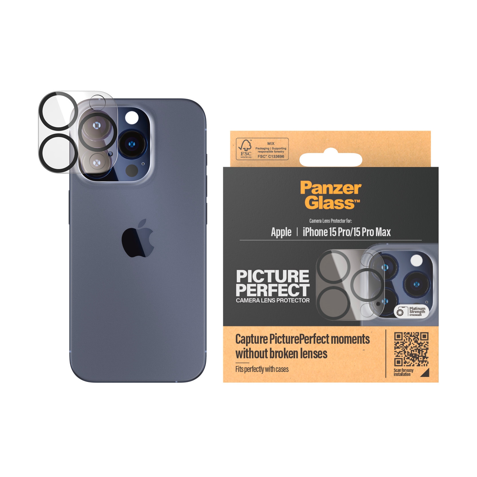 PanzerGlass Kameraschutzglas »PicturePerfect Camera Protector«, für iPhone 15 Pro-iPhone 15 Pro Max