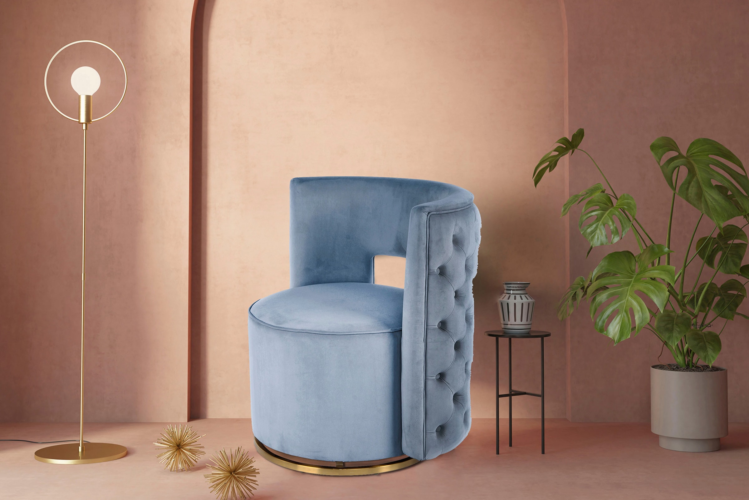 Kayoom Sessel »Drehsessel Sophistic,  hochwertiges Gestell aus Eisen« Sessel, OTTOs Choice, 1 Stk. tlg. drehbar, elegant, samtweich, gesteppt,