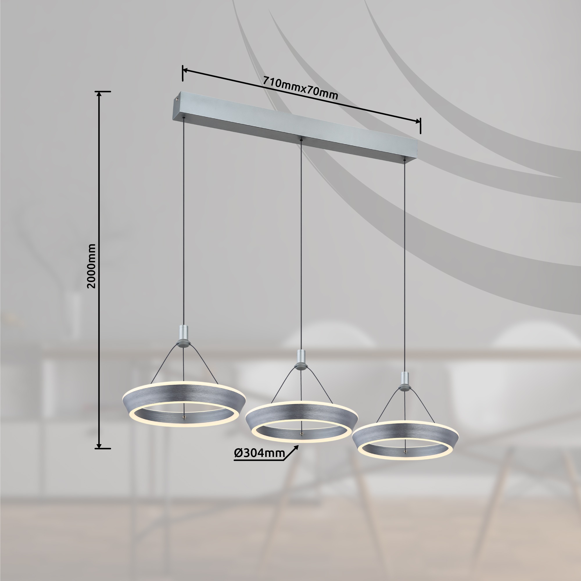GLOBO LIGHTING LED Pendelleuchte »FERRA«, Leuchtmittel LED-Modul | LED fest integriert, Hängelampe/Hängeleuchte/Wohnzimmer/Esstisch/elegant
