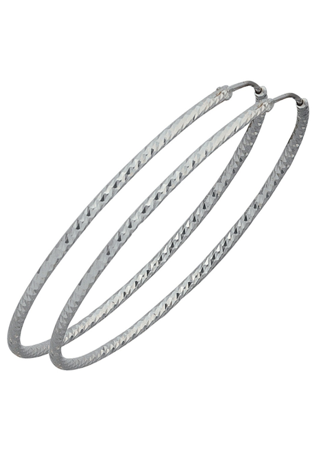 JOBO Paar Creolen, rund 925 Silber diamantiert
