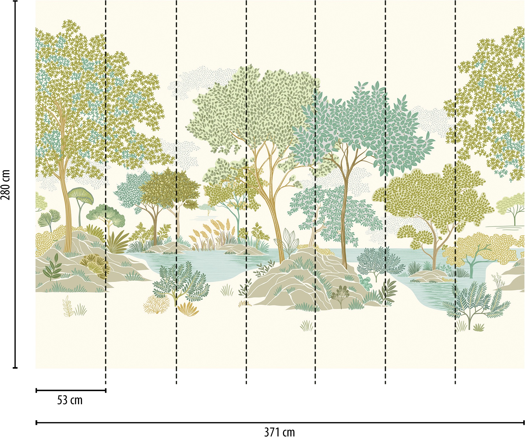 living walls Fototapete »The Wall 4 Eyecatcher – Malerische Baumlandschaft Vlies-Fototapete« Motiv | matt | naturalistisch leicht strukturiert Malerische Baumlandschaft mit atmosphärischer Tiefe