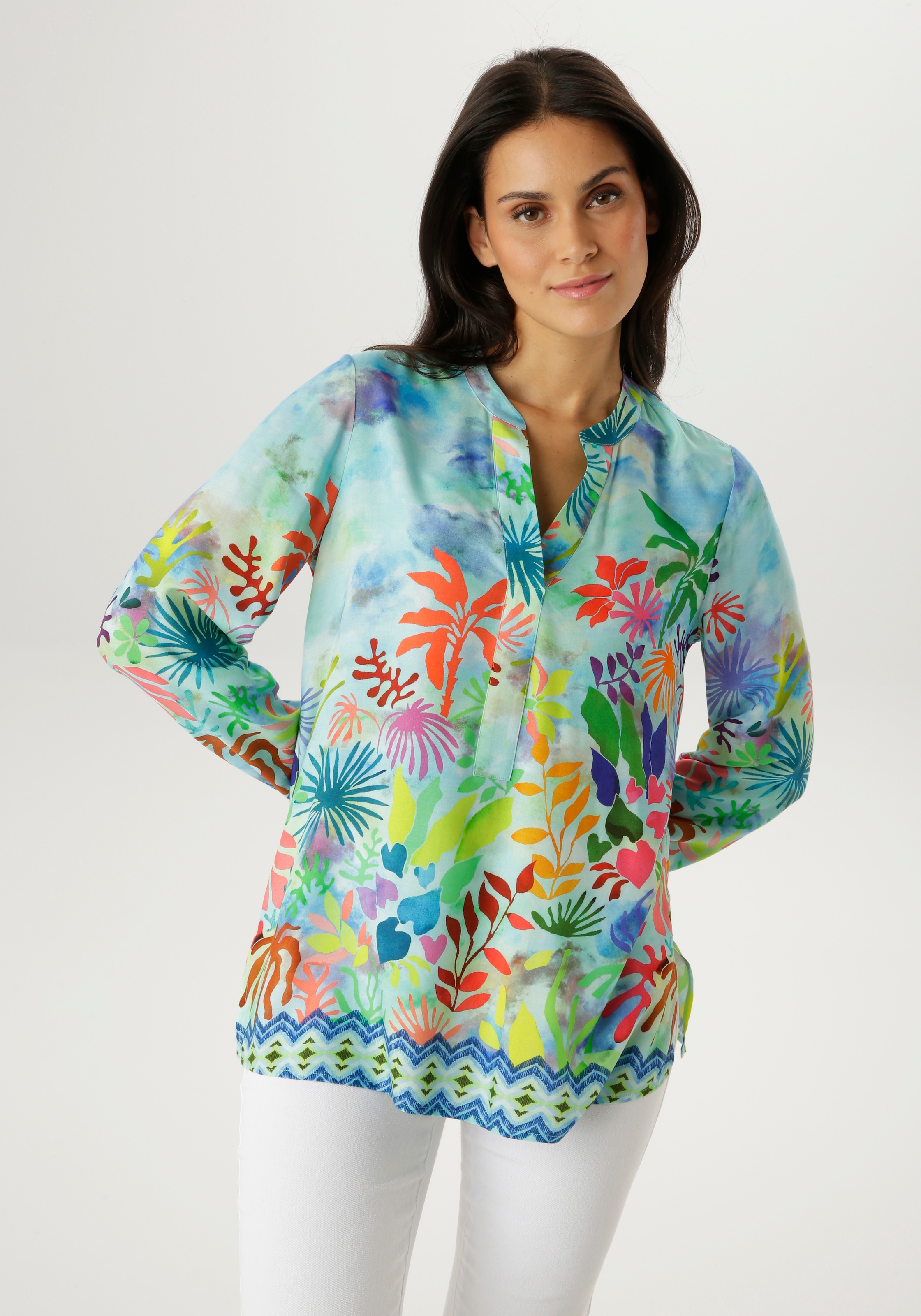 Aniston SELECTED Schlupfbluse mit ausdrucksstarken Korallenmuster - NEUE KO günstig online kaufen