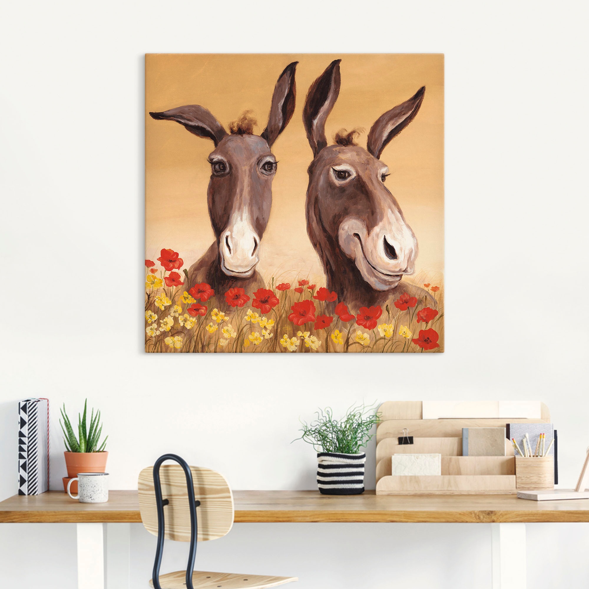 Artland Wandbild "Esel" Haustiere 1 Stk. tlg. als Alubild, Outdoorbild, Lei günstig online kaufen