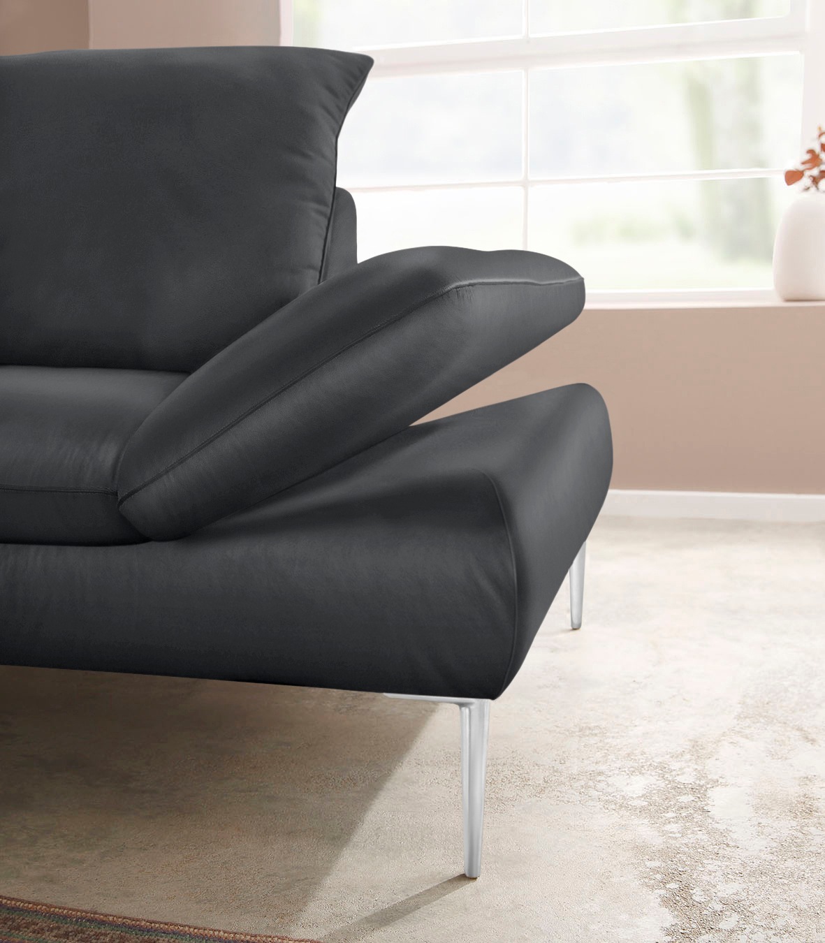 W.SCHILLIG Ecksofa »enjoy&MORE, Designsofa, elegant und bequem, L-Form«, mit Sitztiefenverstellung, Füße Chrom glänzend, Breite 294 cm