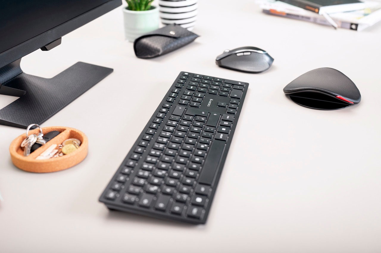 Cherry Tastatur »KW 9100 SLIM«, (Ziffernblock-Fn-Tasten-Windows-Sperrtaste-USB-Anschluss)