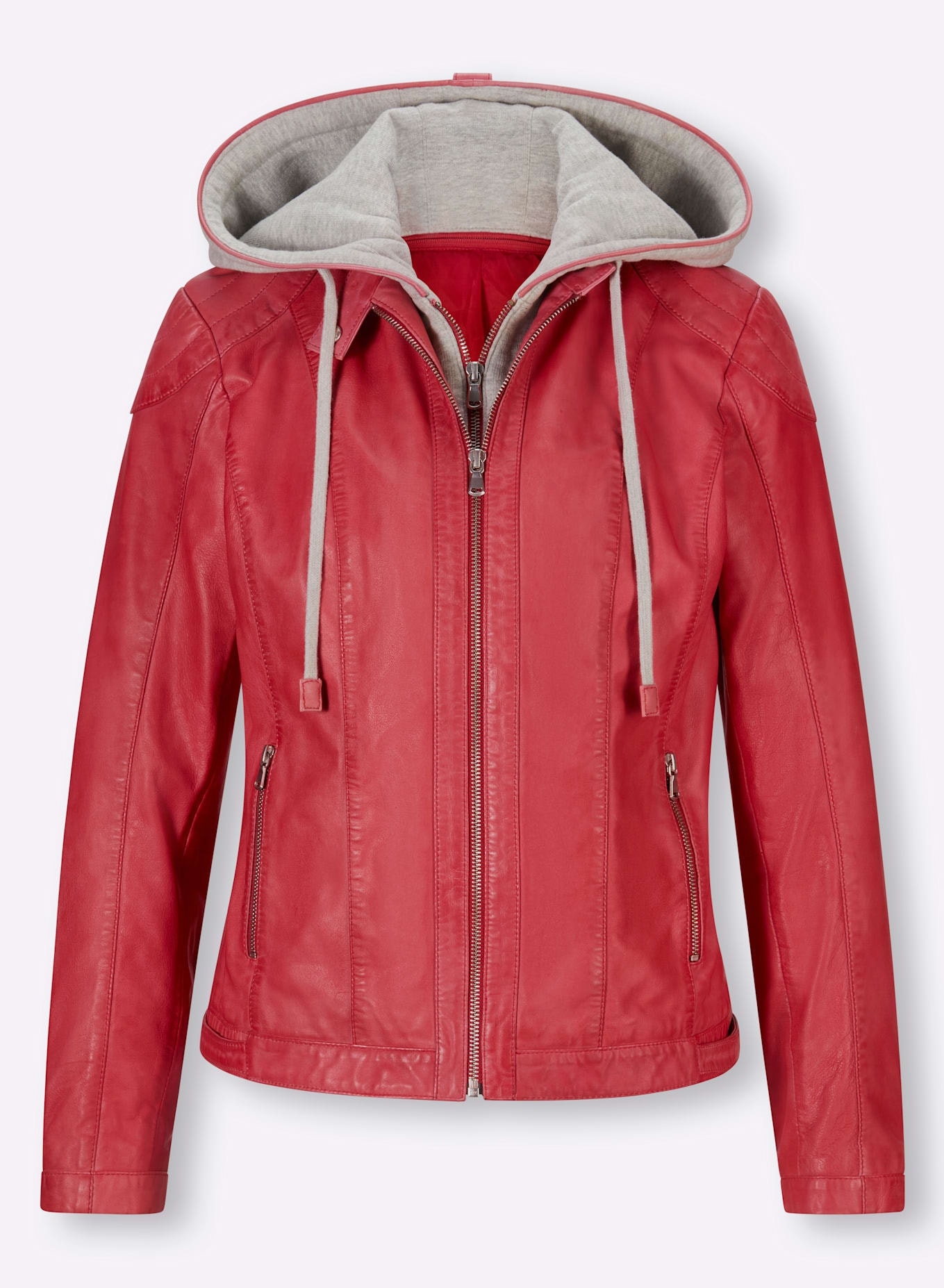 heine Lederjacke, mit Kapuze