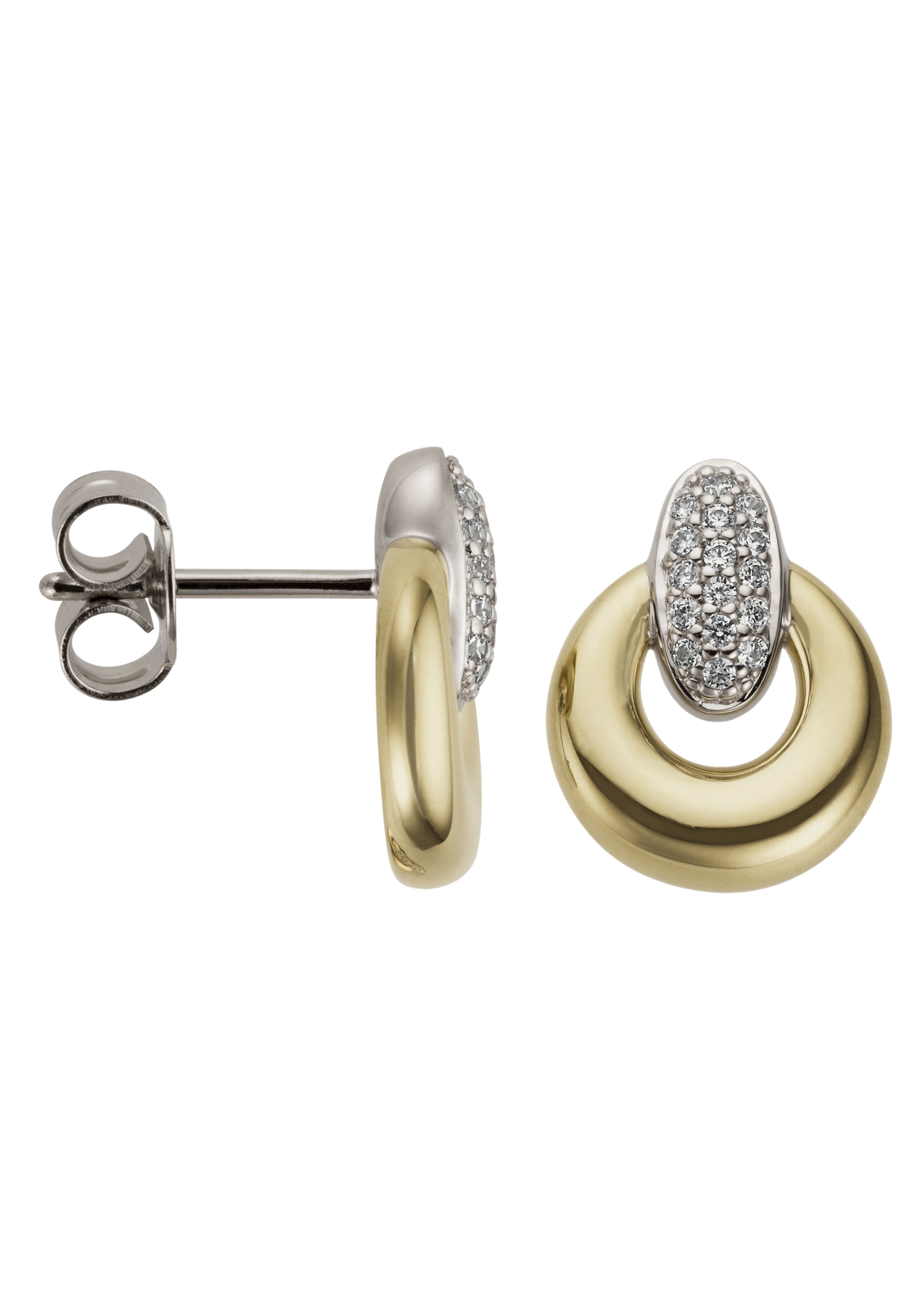 JOBO Paar Ohrstecker »Ohrringe mit 32 Diamanten«, 585 Gold bicolor  bestellen | BAUR