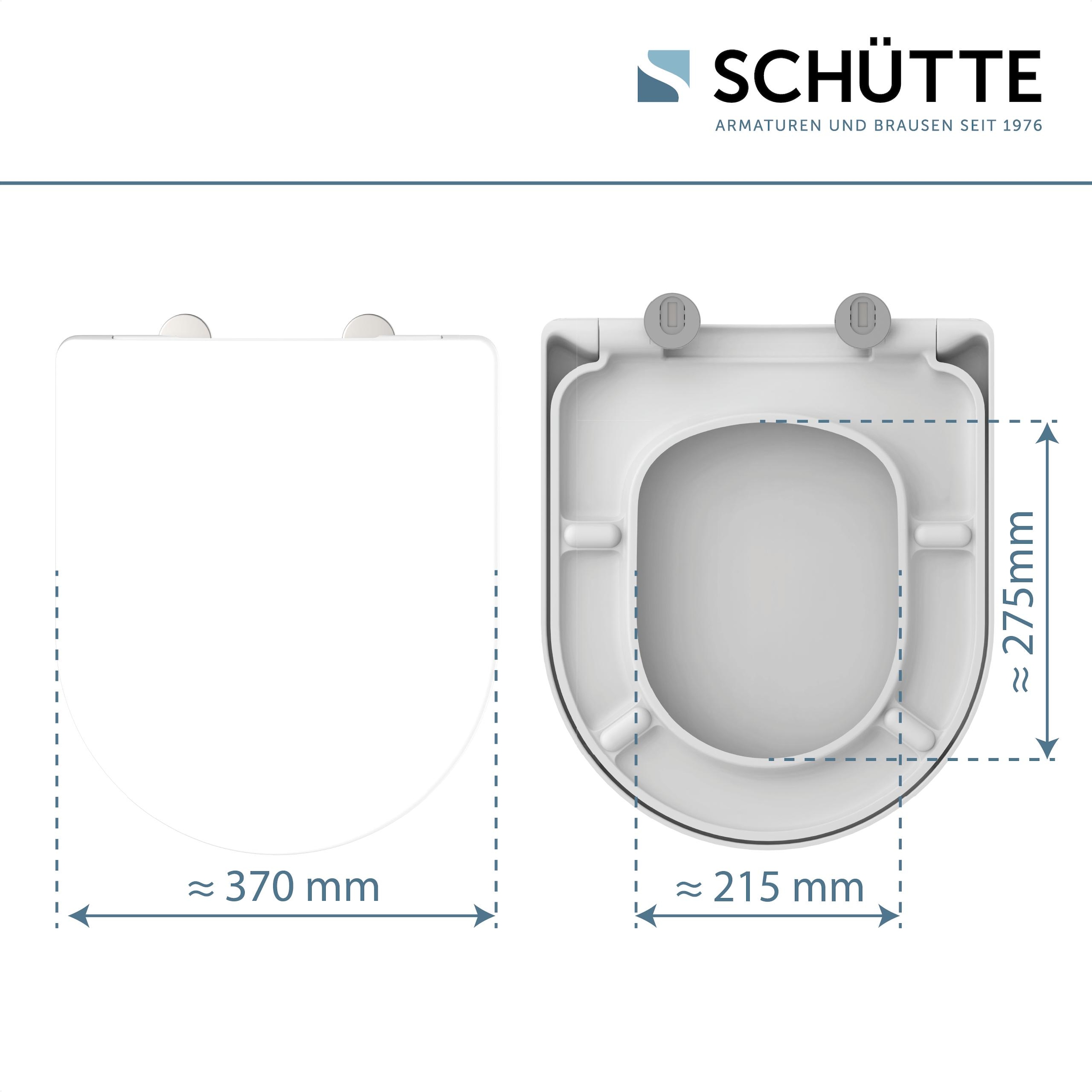 Schütte WC-Sitz »Duroplast, WHITE D-Form PRO 2«, (WC-Sitz, Befestigungsmaterial, Montageanleitung), mit Absenkautomatik und Schnellverschluss