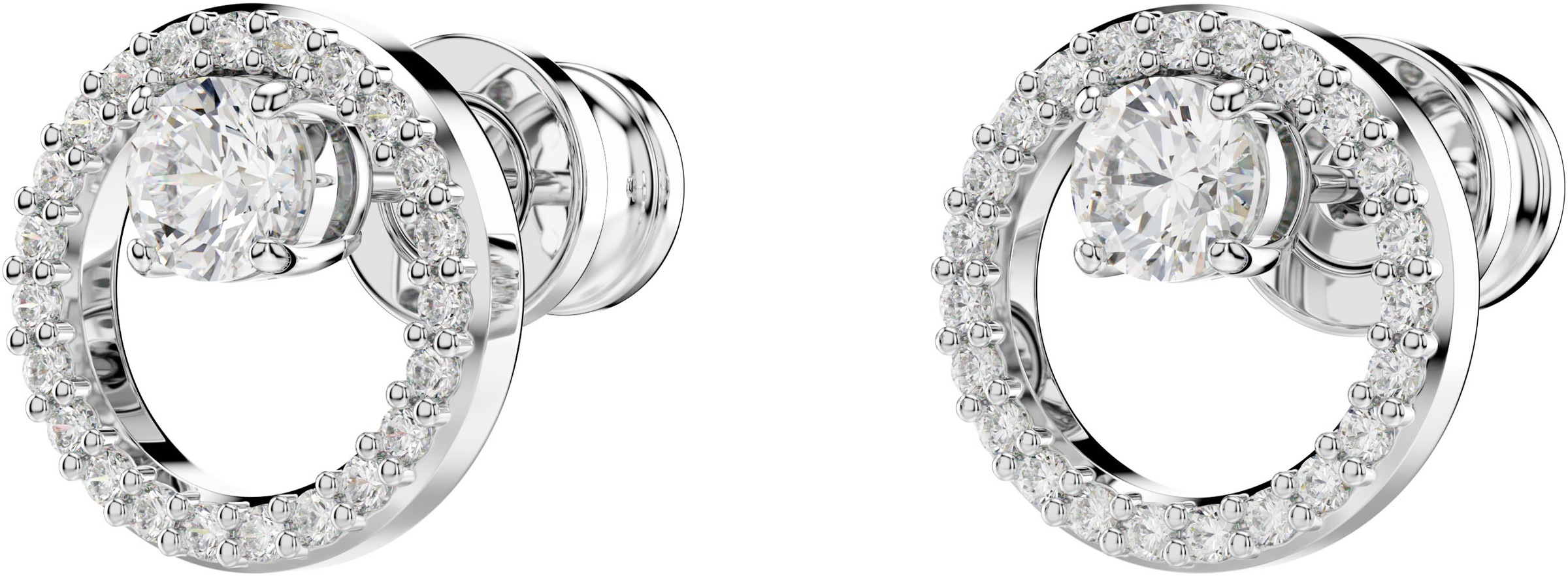 Paar Ohrstecker SWAROVSKI "Constella Pavé", silber (metallfarben, kristallweiß, kristallweiß), Ohrringe, Damen, 10,2mm, Metall, mit Swarovski Zirkonia (synth.) 8