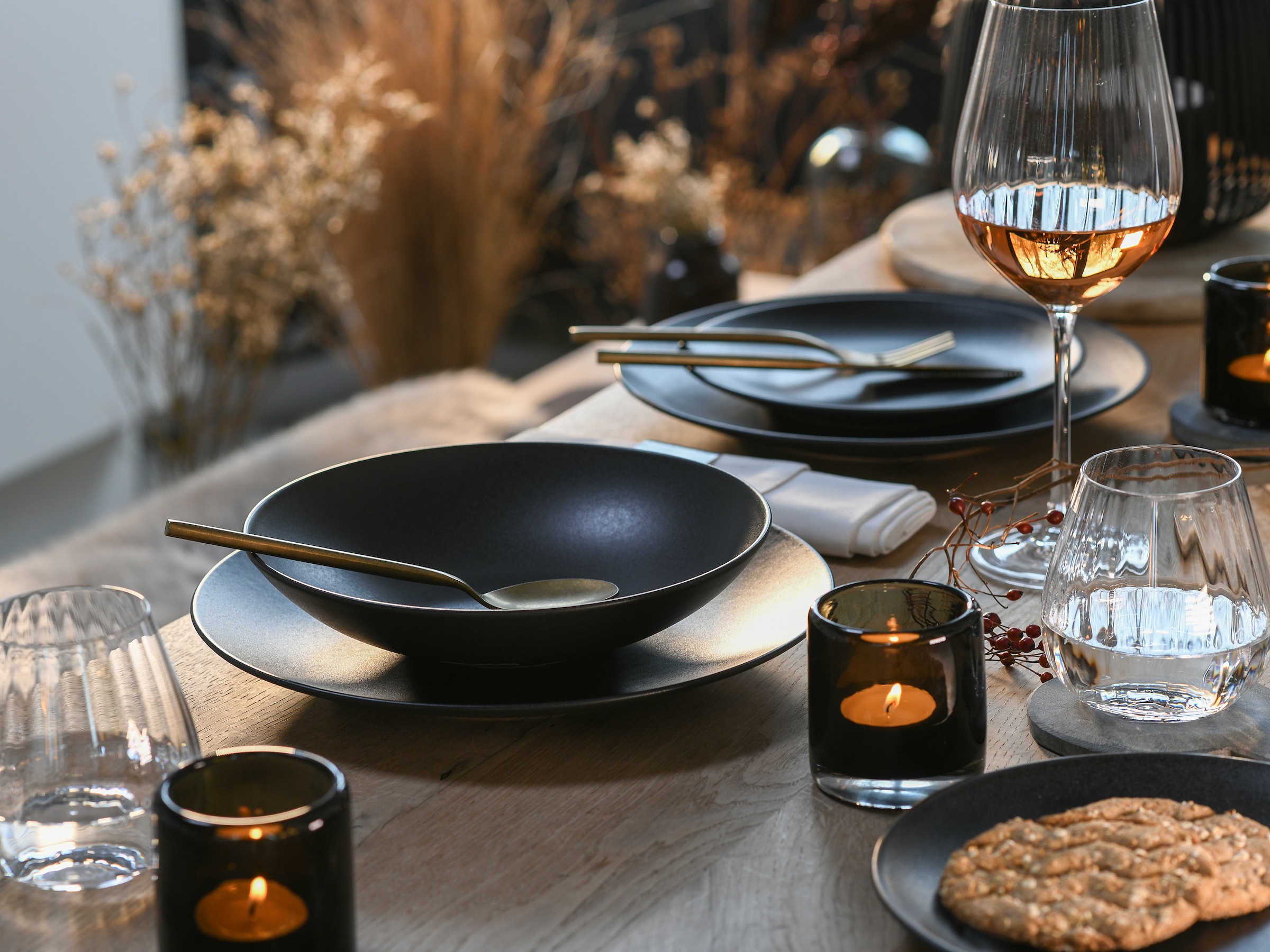 CreaTable Tafelservice »Geschirr-Set Soft Touch Black« Service, schwarz, seidenmatte Glasur, 12 Teile, für 4 Personen