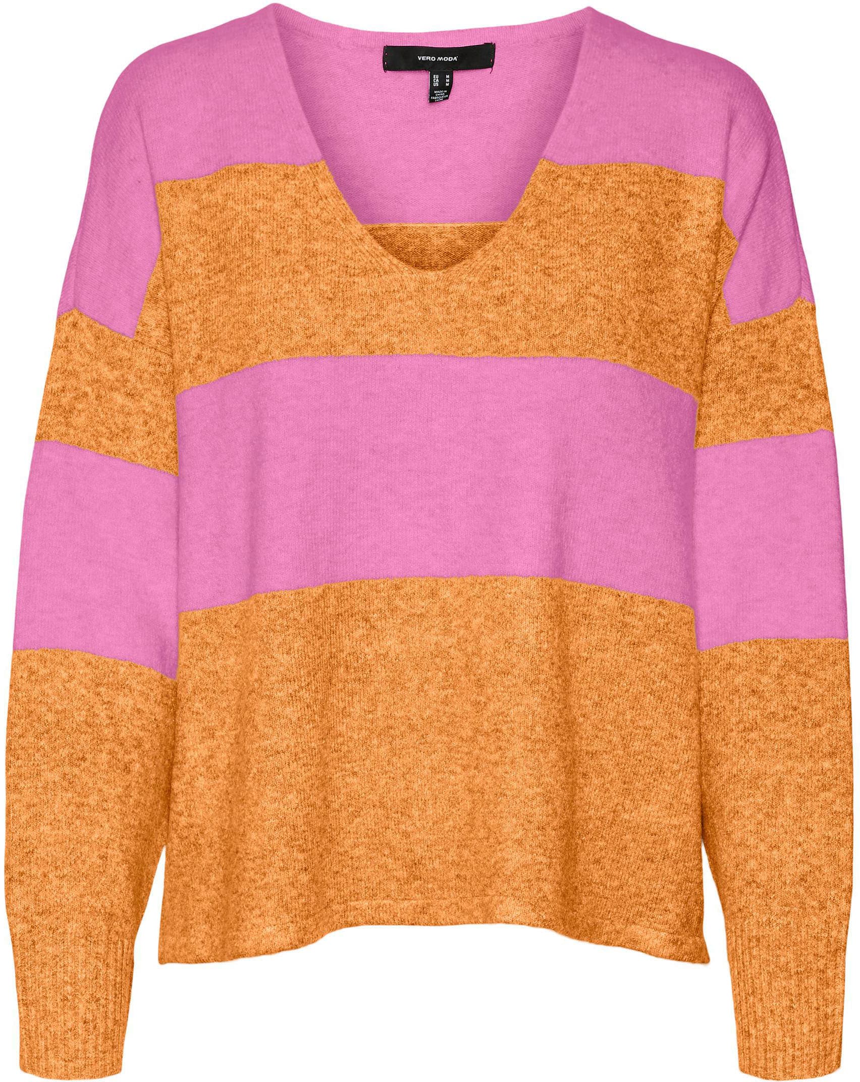 Vero Moda V-Ausschnitt-Pullover V-NECK STRIPE PULLOVER« für bestellen