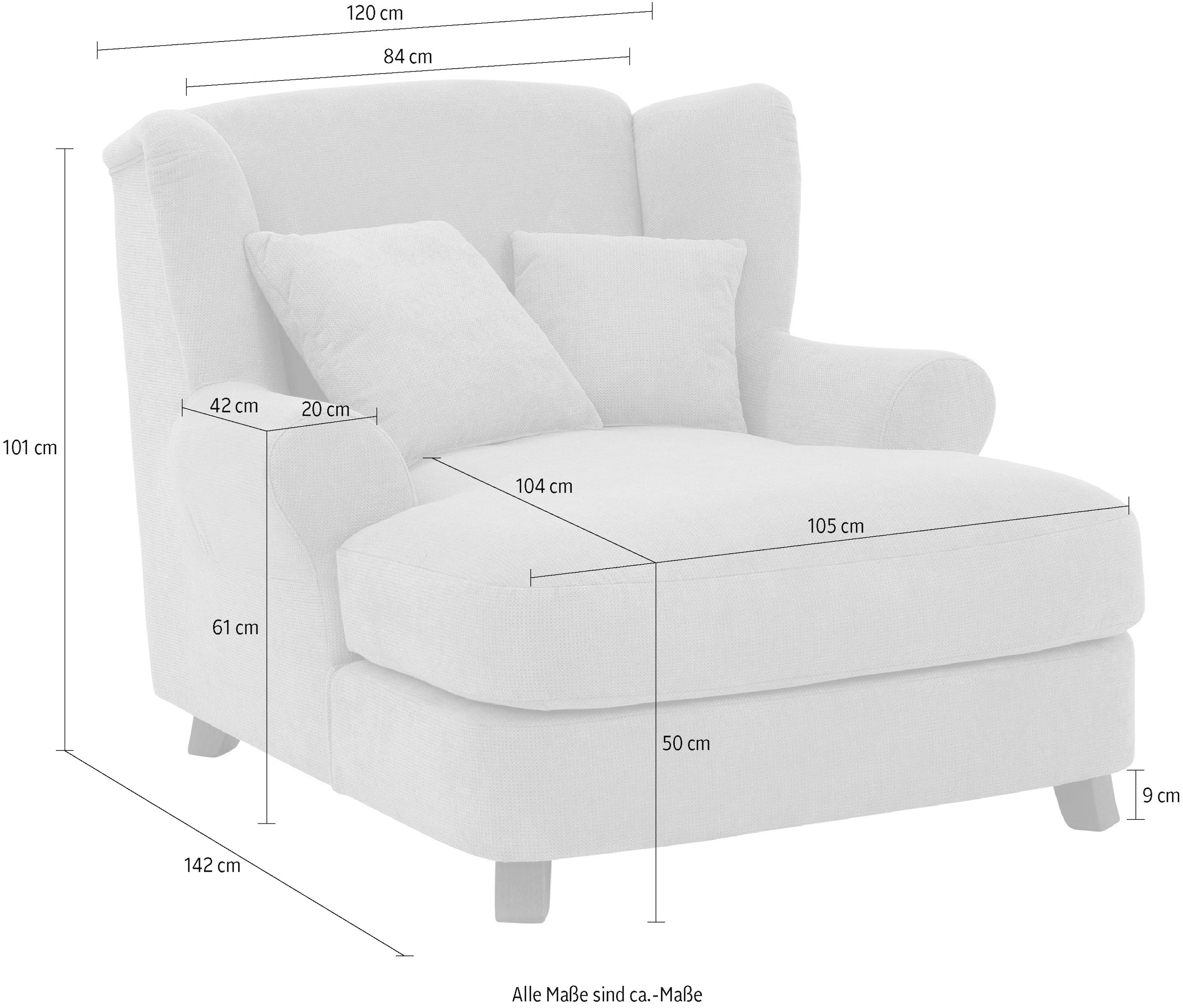 Home affaire XXL-Sessel »Oase«, Mega-Sessel XXL, Ohrensessel incl. Zierkissen, Love-Seat