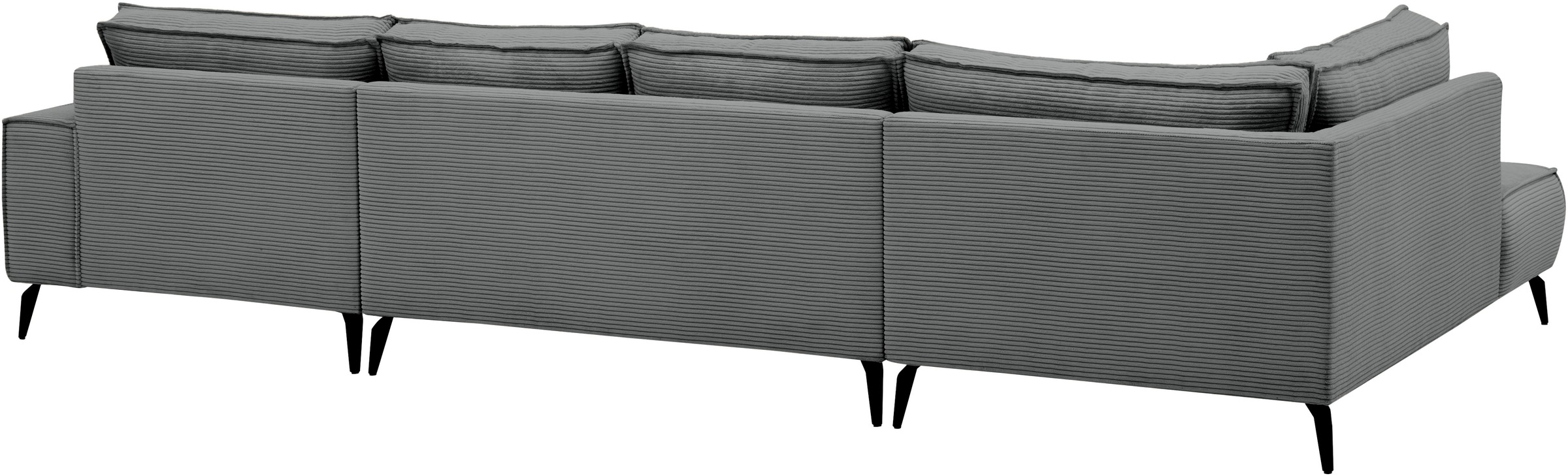 Home affaire Wohnlandschaft »Tvinnu, moderne U-Form, Couch in Cord oder Webstoff in Leinenoptik« Recamiere rechts/links, schwarze Metallfüße, bequeme Sitz-/Liegefläche