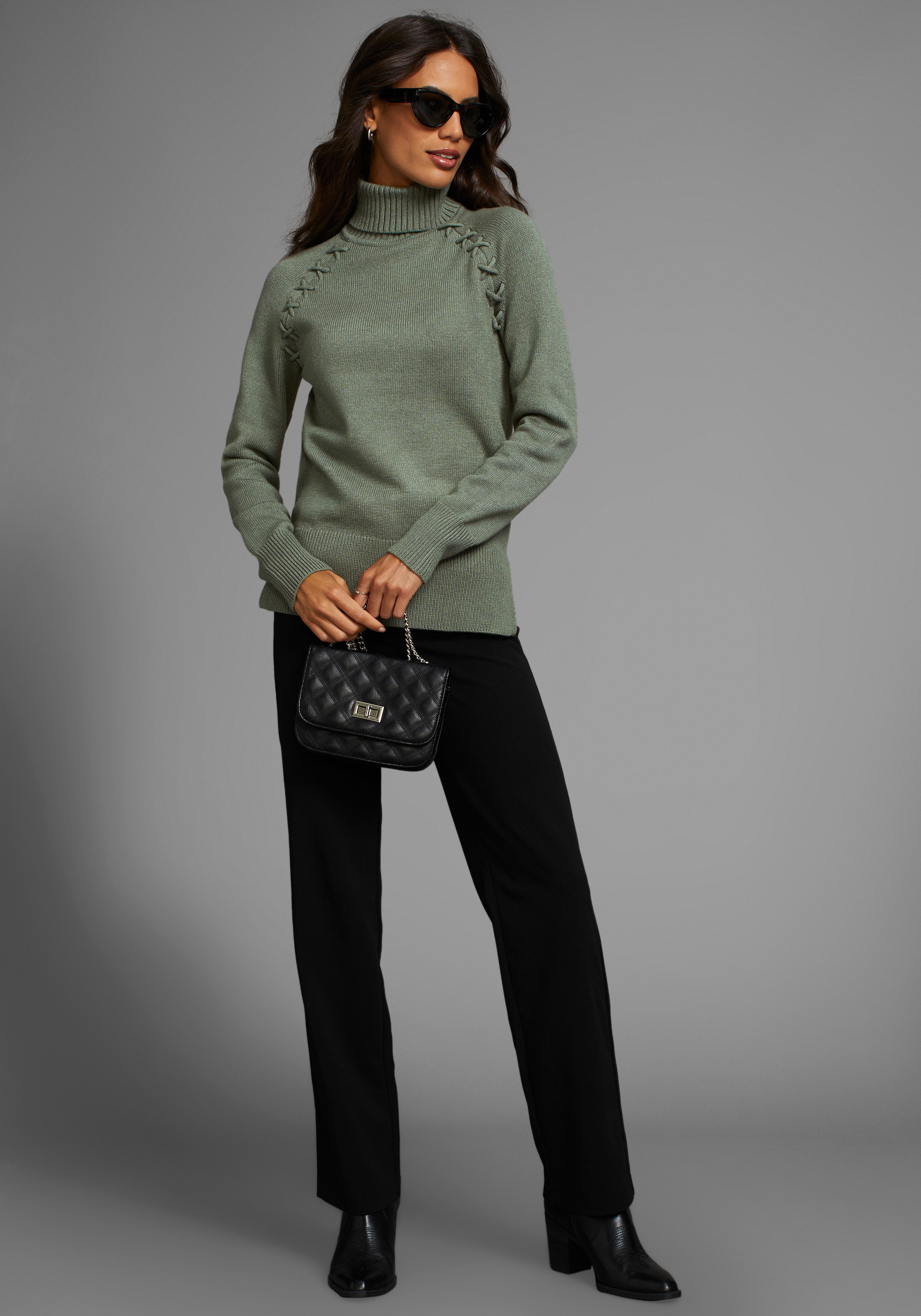 Laura Scott Rollkragenpullover, mit Flechtdetail