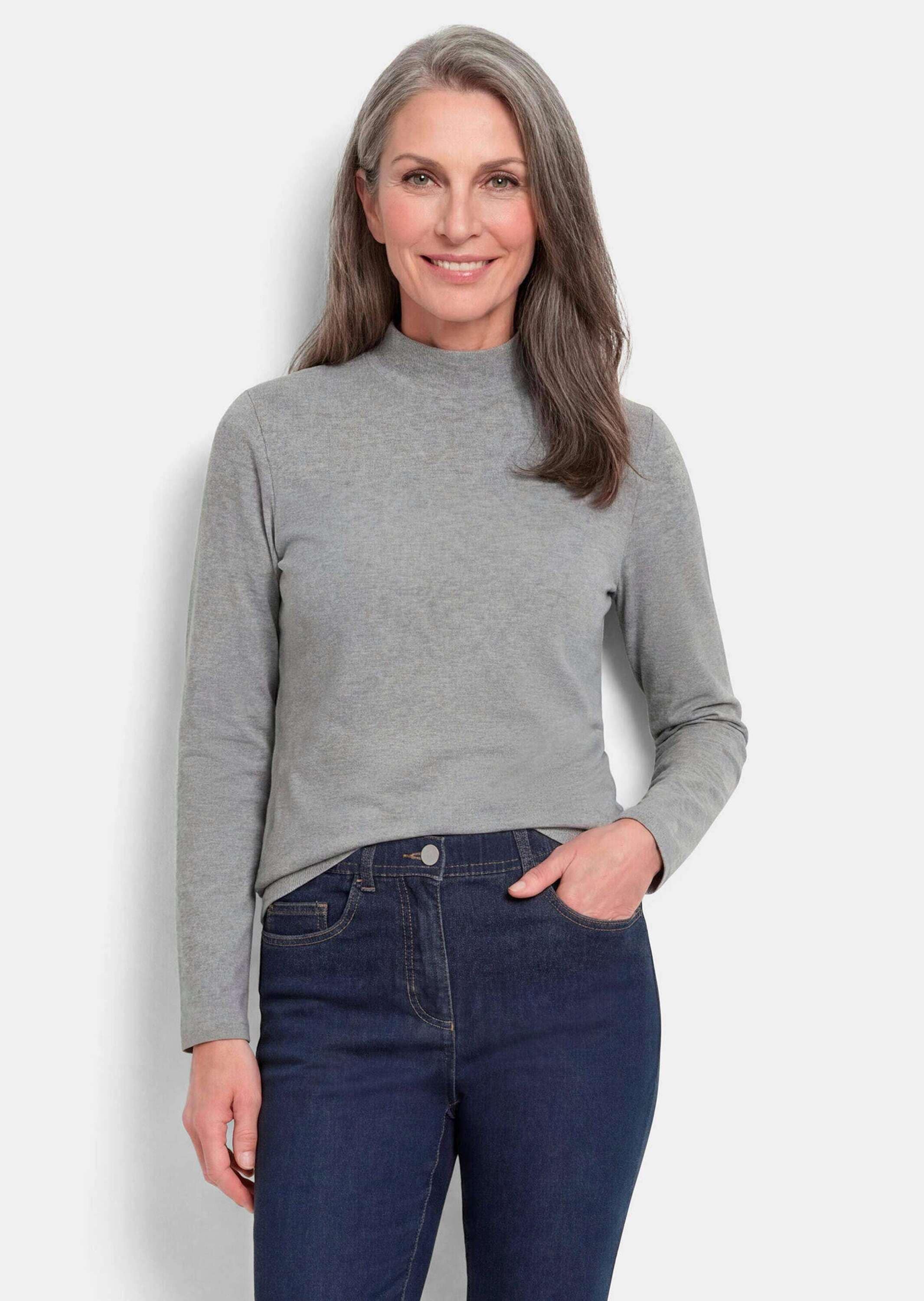 GOLDNER Kurzarmshirt »Baumwollshirt mit Langarm« stretchbequemer Baumwolljersey