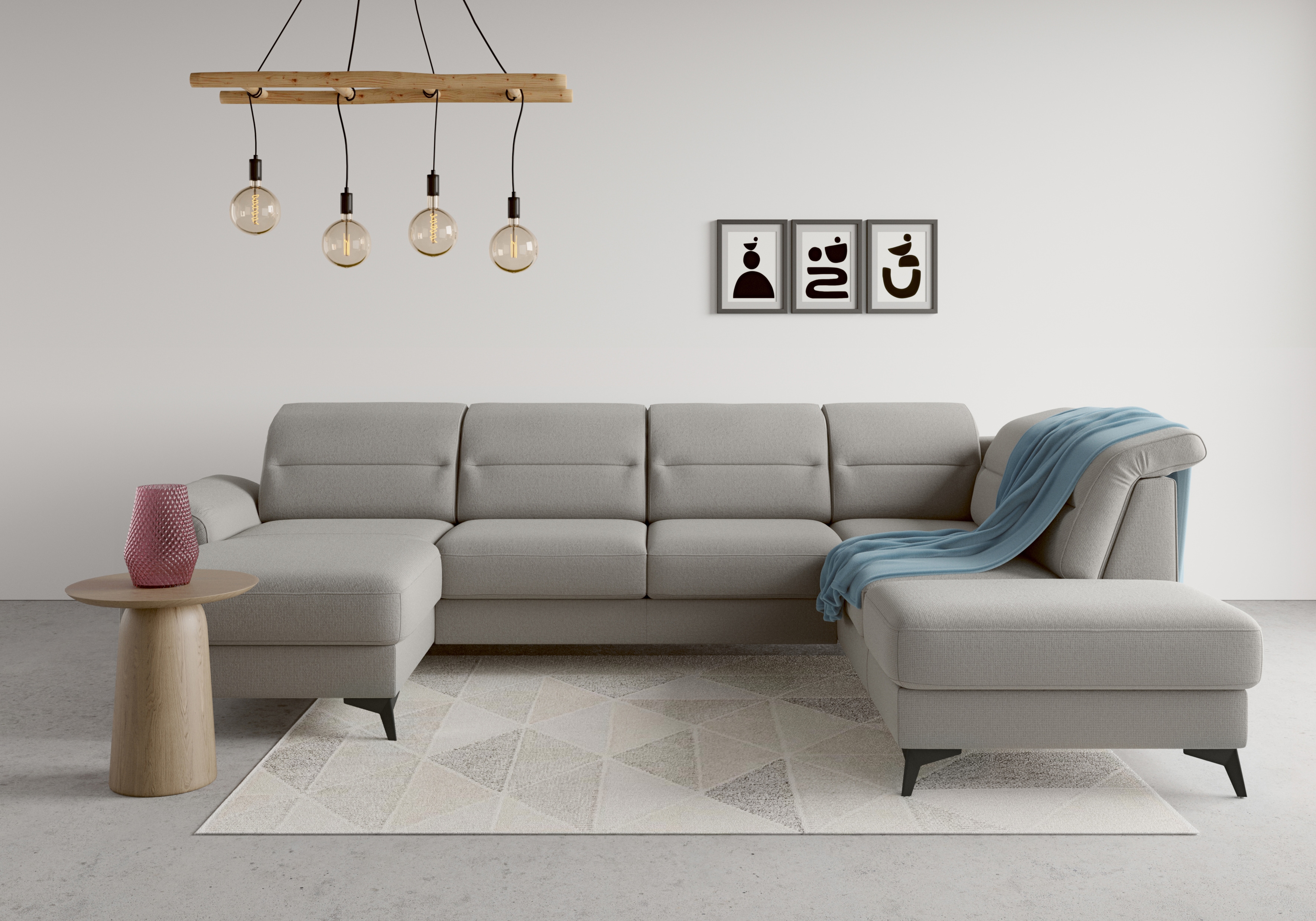 sit&more Wohnlandschaft "Sinatra U-Form" optional mit Kopfteilverstellung und Armteilfunktion, Metallfüße