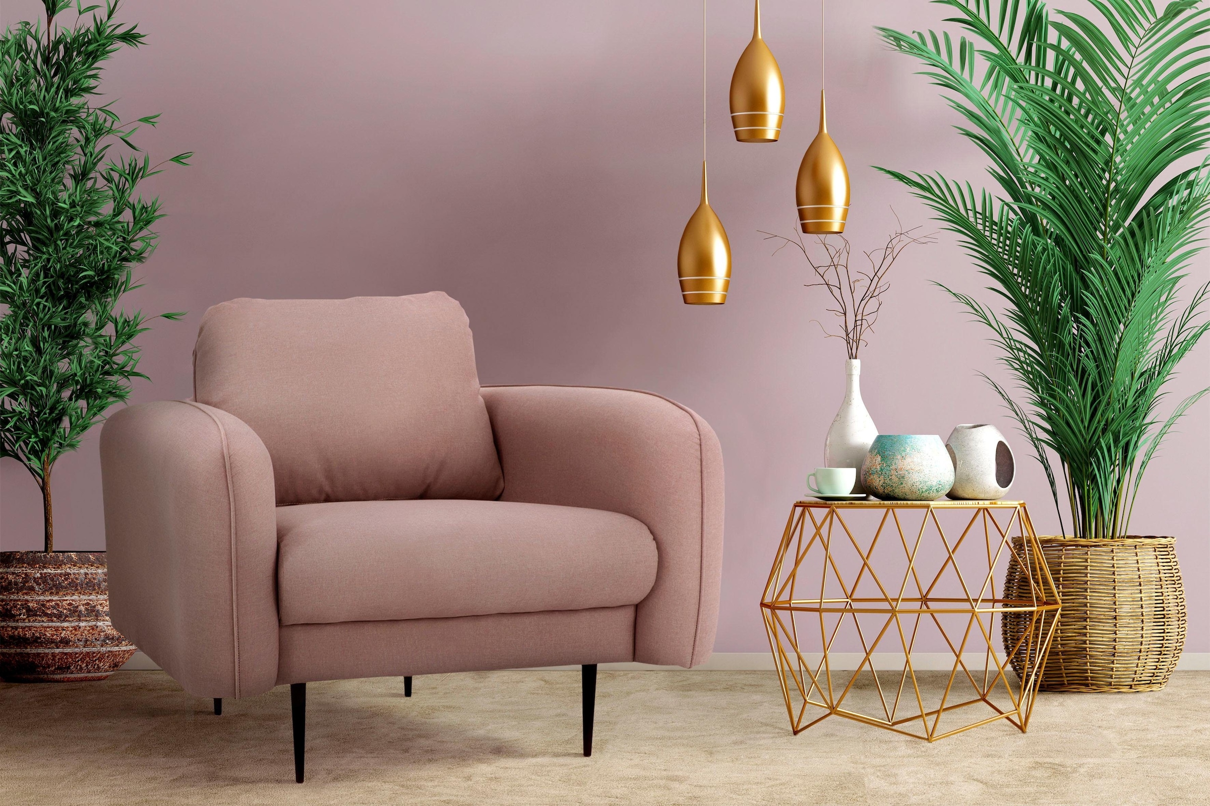 Home affaire Sessel "Skidi" mit losem Rückenkissen und Keder oben auf der A günstig online kaufen