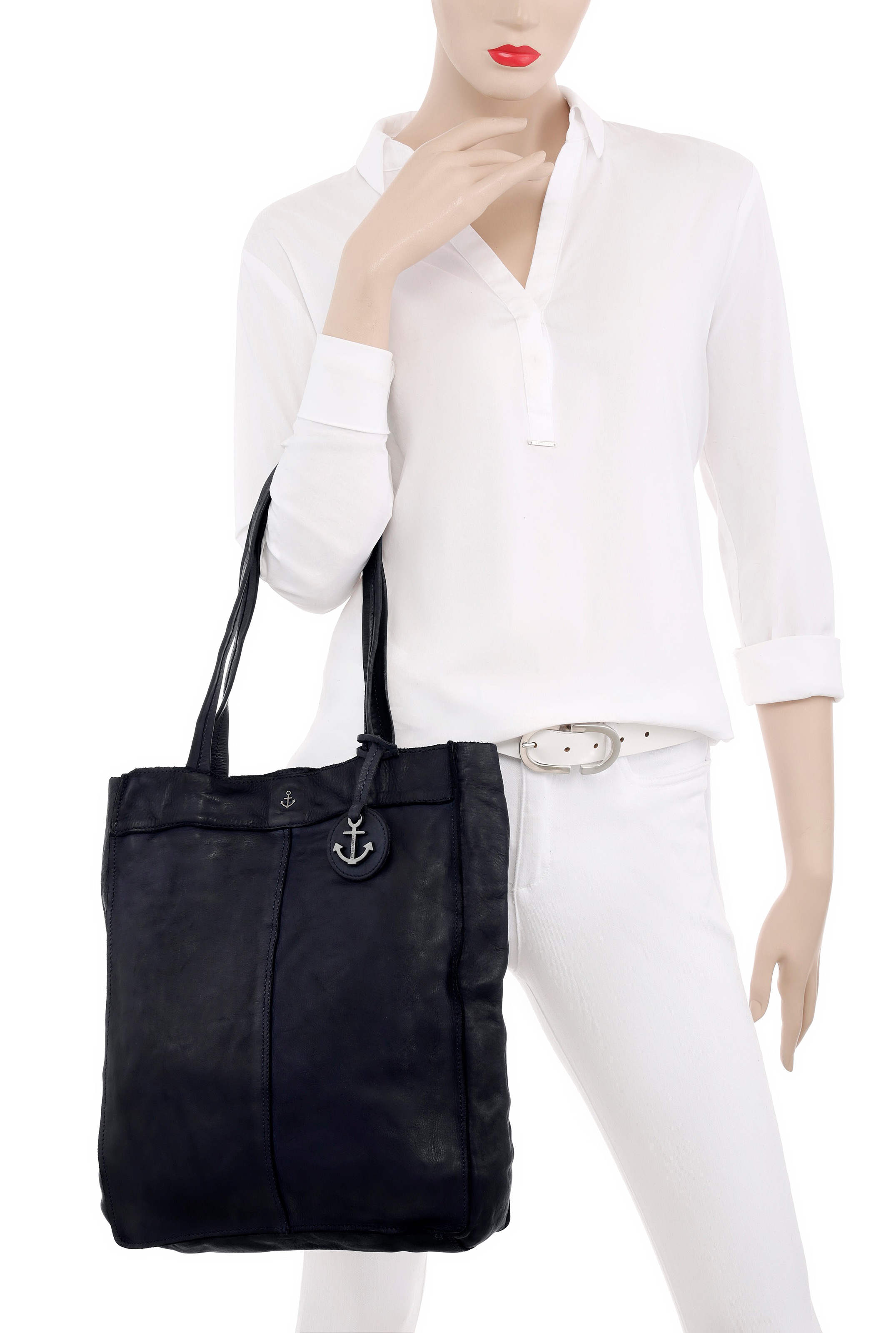 HARBOUR 2nd Shopper "Elbe 1" Damen Schultertasche, Umhängetasche mit Schmuckanhänger