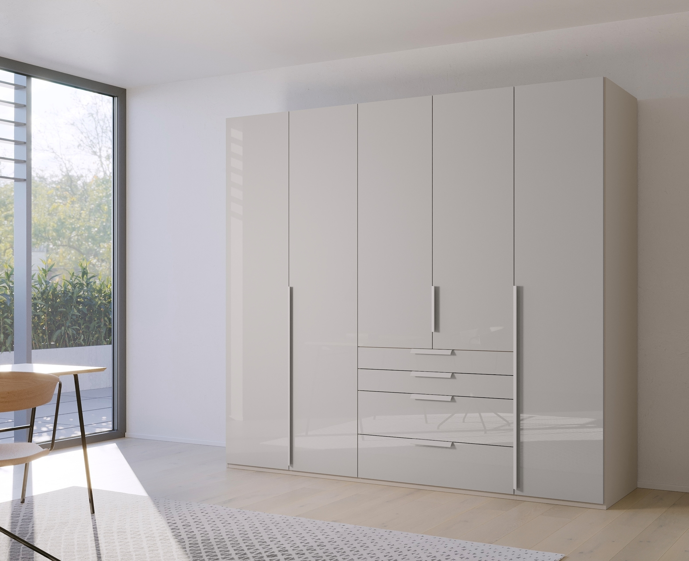 rauch Drehtürenschrank "Purisma", mit Glasfront, Schubladen und umfangreichem Zubehör, mit Soft-Close