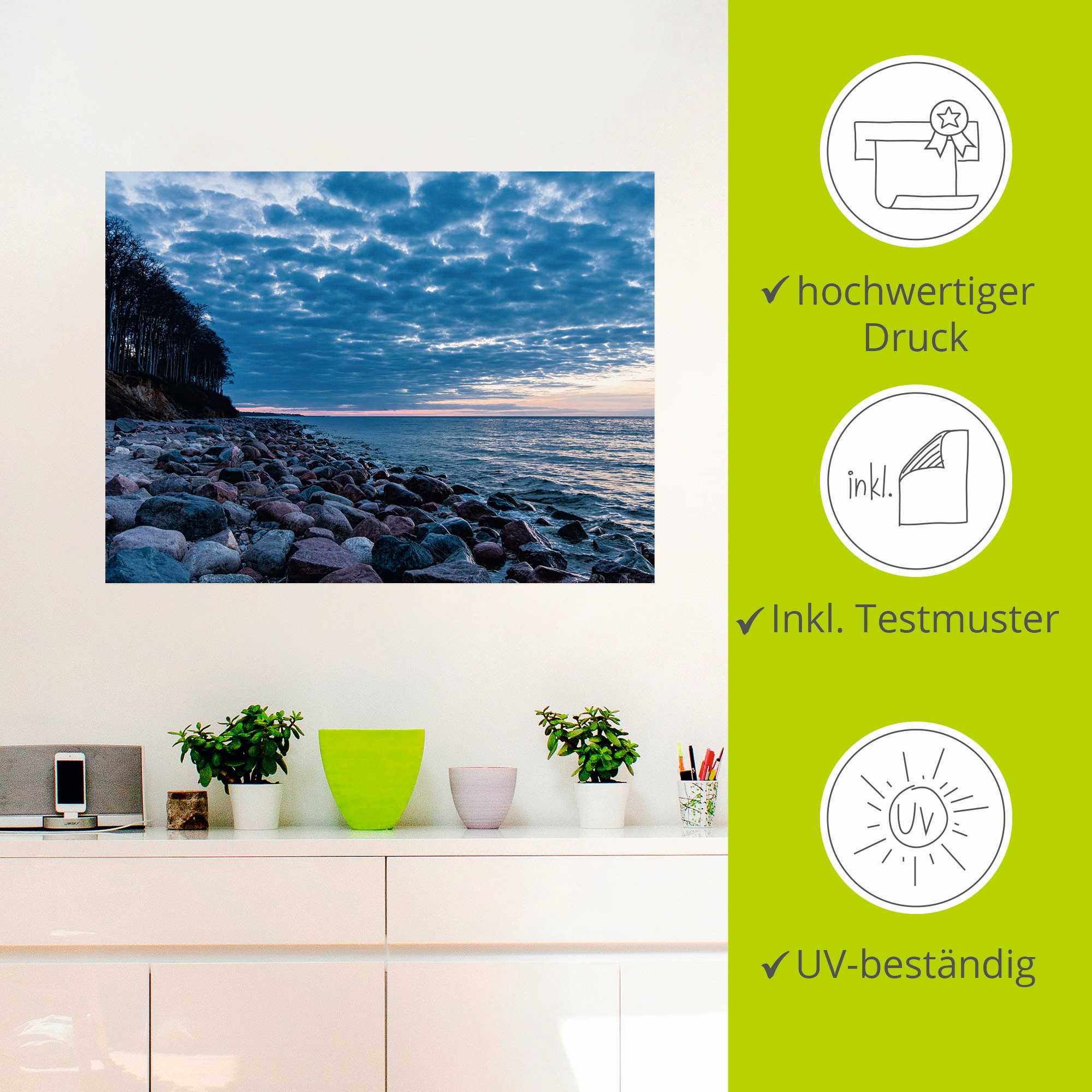 Artland Wandbild »Steine an der Küste der Ostsee«, Küste, (1 St.), als Leinwandbild, Wandaufkleber in verschied. Größen