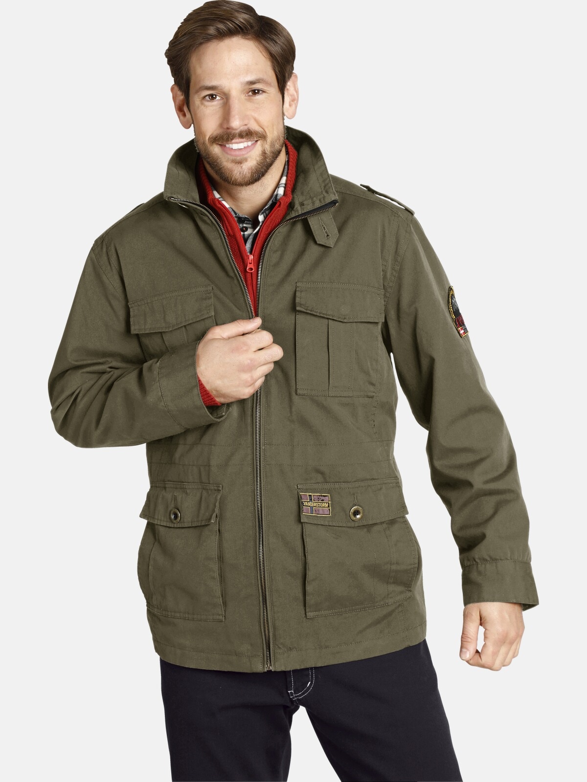 Jan Vanderstorm Fieldjacket "Fieldjacket BROR", (1 St.), ohne Kapuze, in modischem Used-Optik