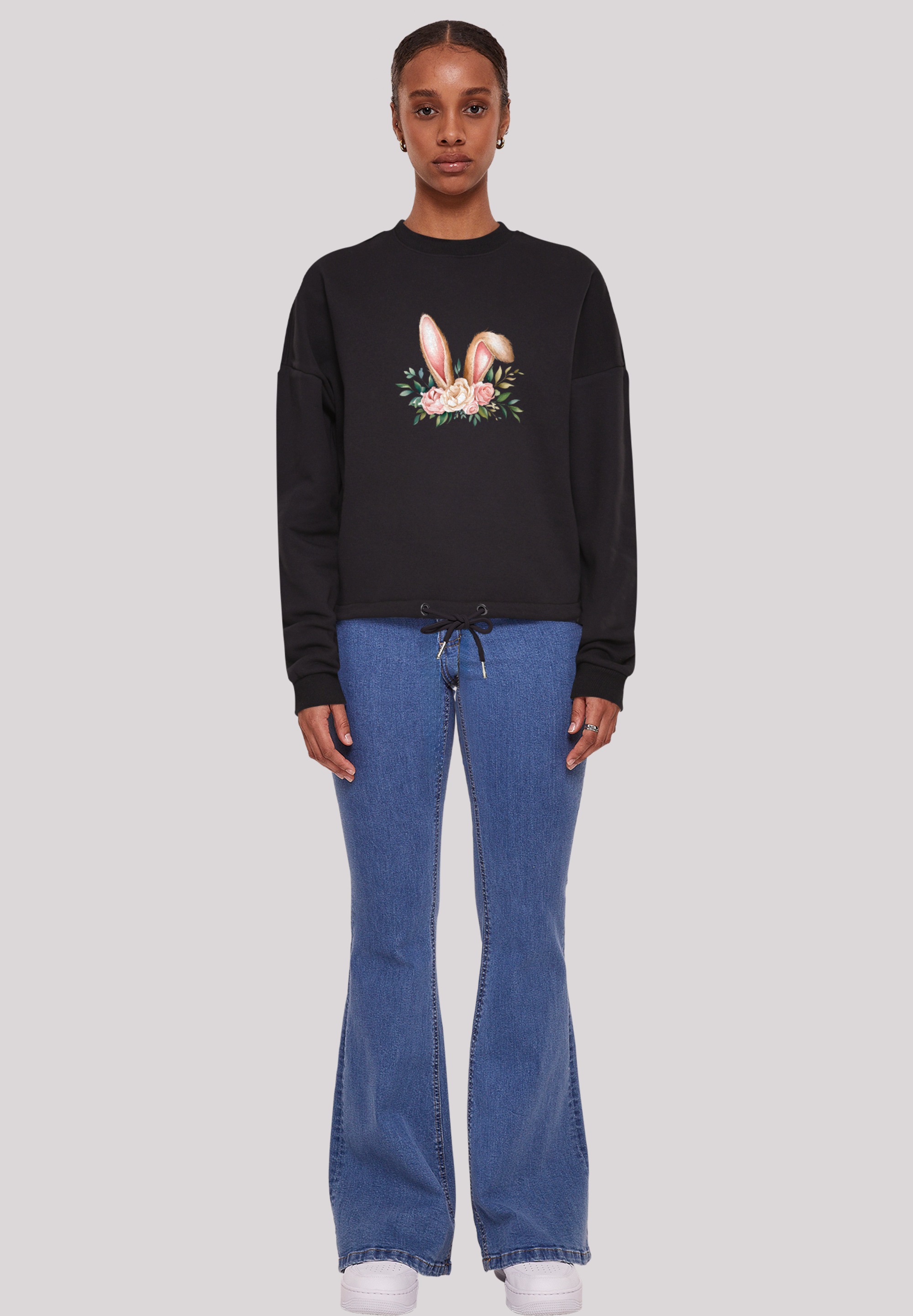 F4NT4STIC Sweatshirt »Blumen Osterhasen Ohren Dekor«, Premium Qualität