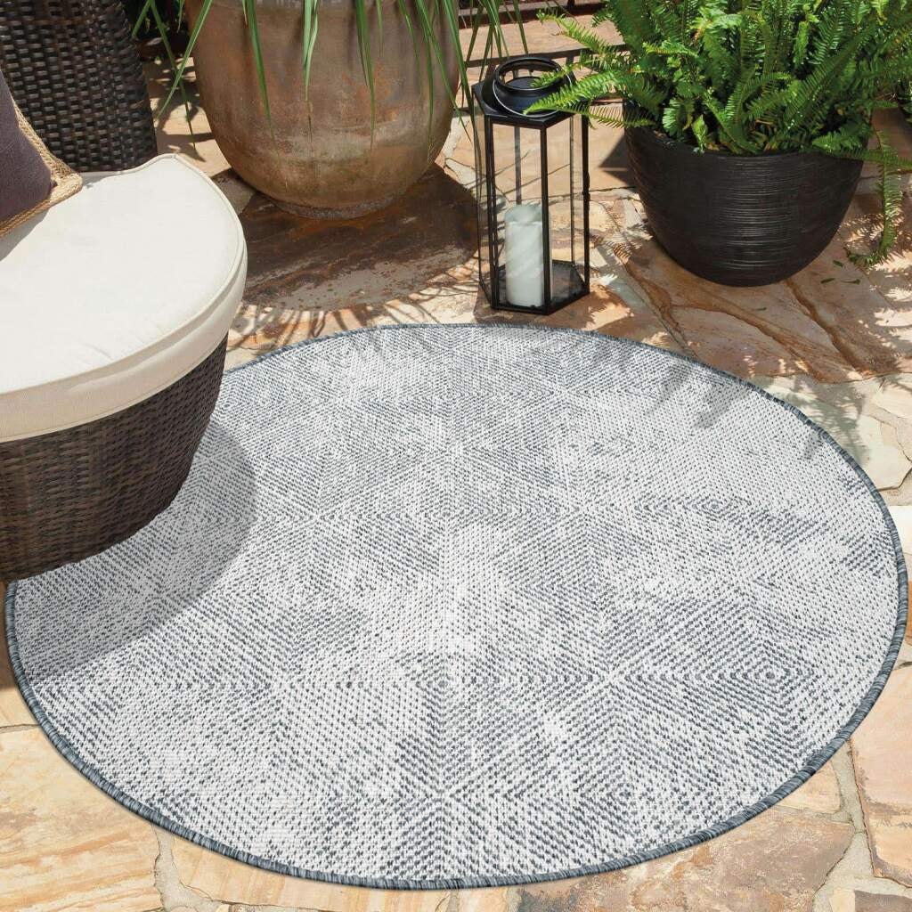 Carpet City Outdoorteppich "DUO RUG 5845", rund, 5 mm Höhe, Wendeteppich Wetterfest In- & Outdoor, Balkon, Terrasse, Woh