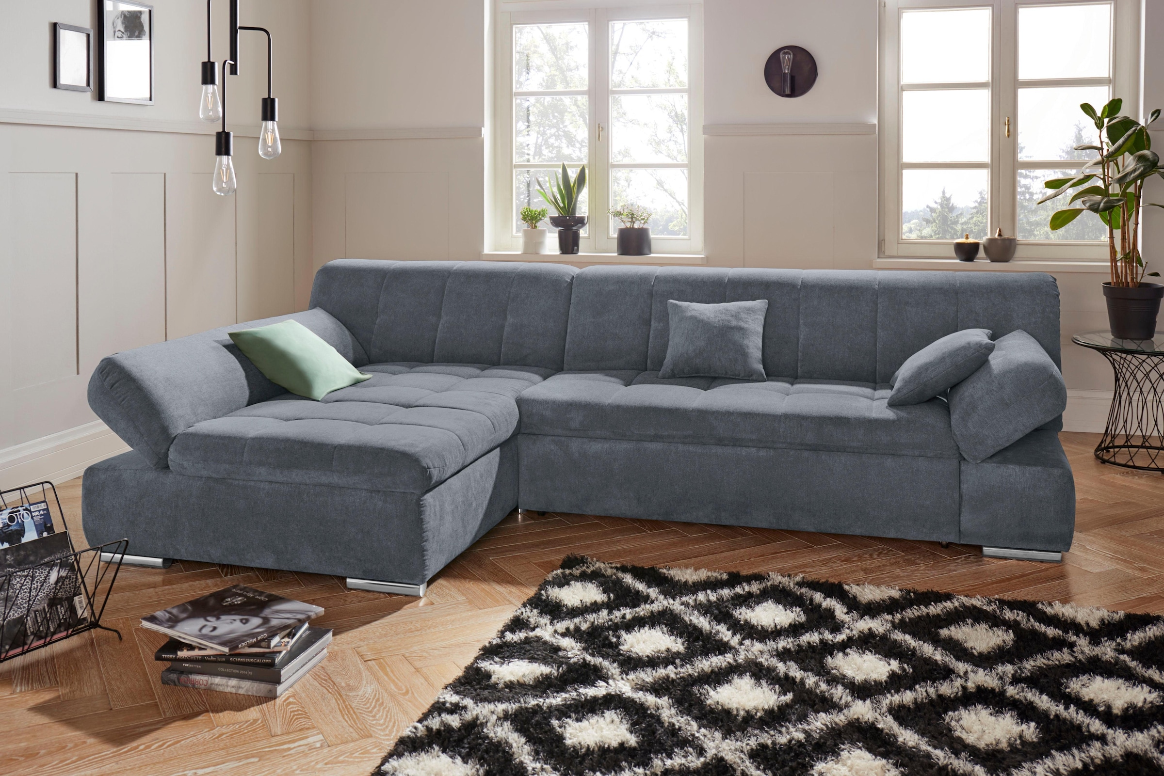 DOMO collection "MONA 297x173 cm, modern & komfortabel, optional mit Komfortfunktionen" whlw. mit Bettfunktion, L-Form