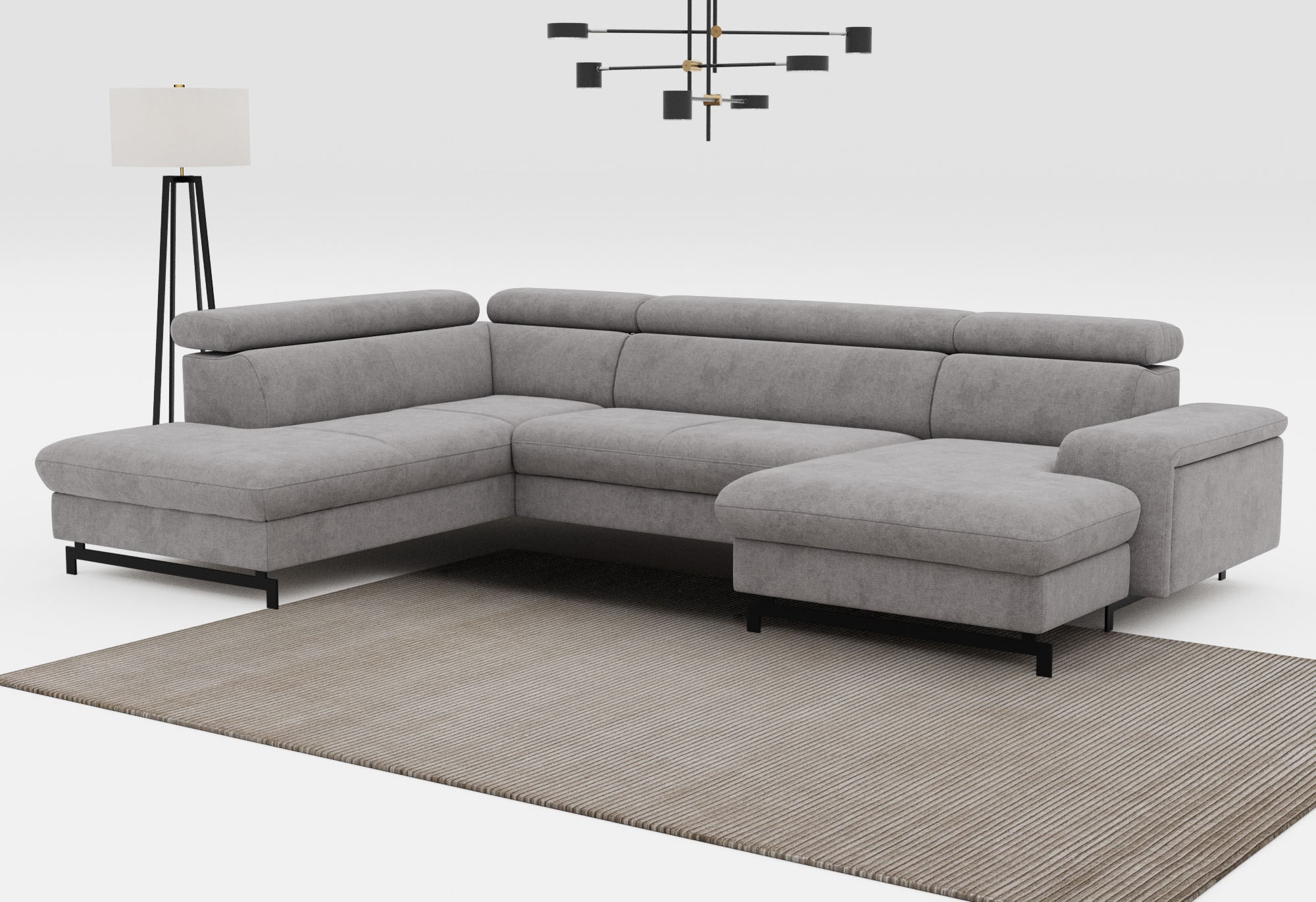 COTTA Wohnlandschaft "Emma U-Form, B: 328 cm" mit Kopfteilverstellung, optional Schlaffunktion & Bettkasten