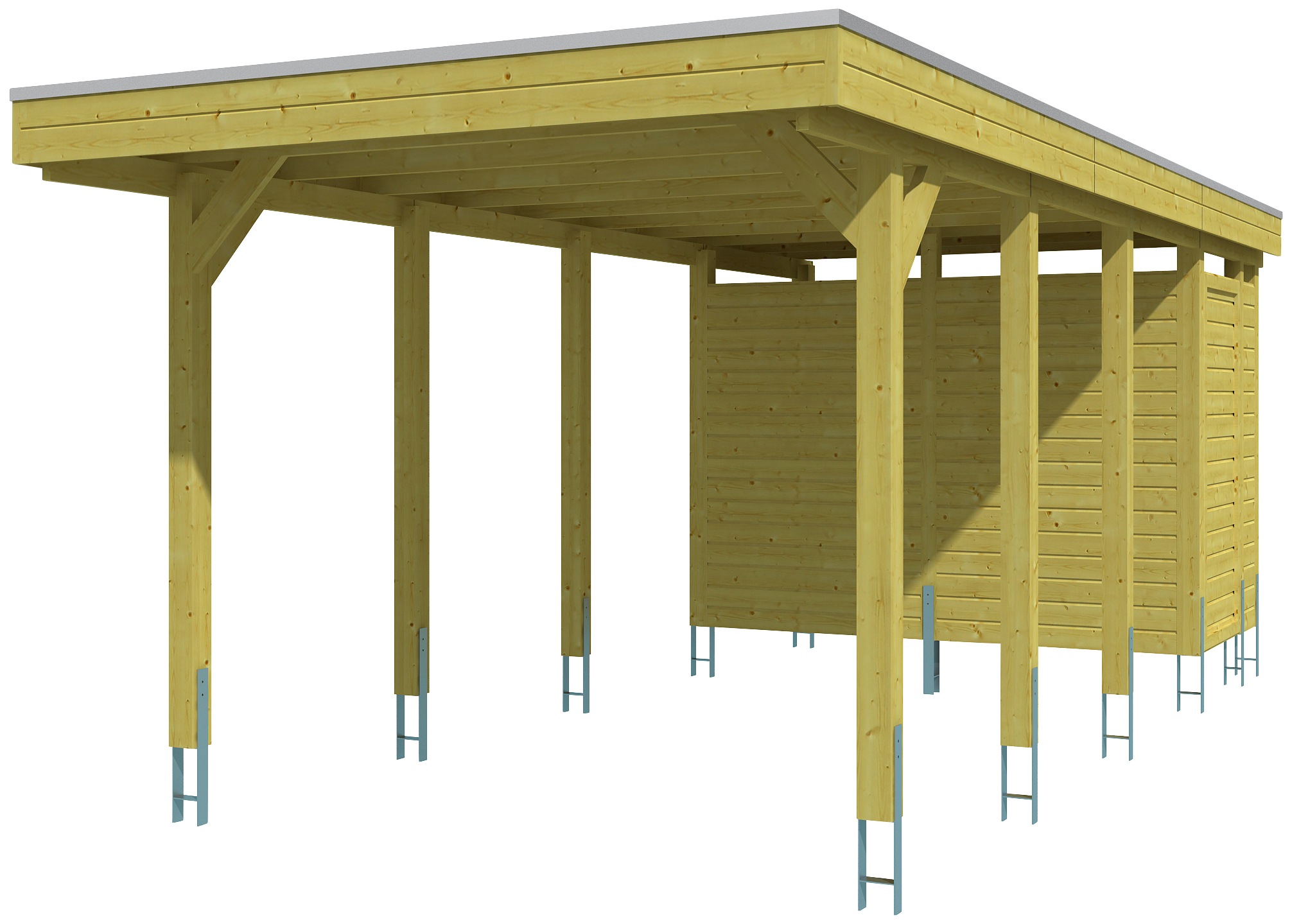 Skanholz Einzelcarport "Friesland" Massivholz 270 cm grün mit Abstellraum