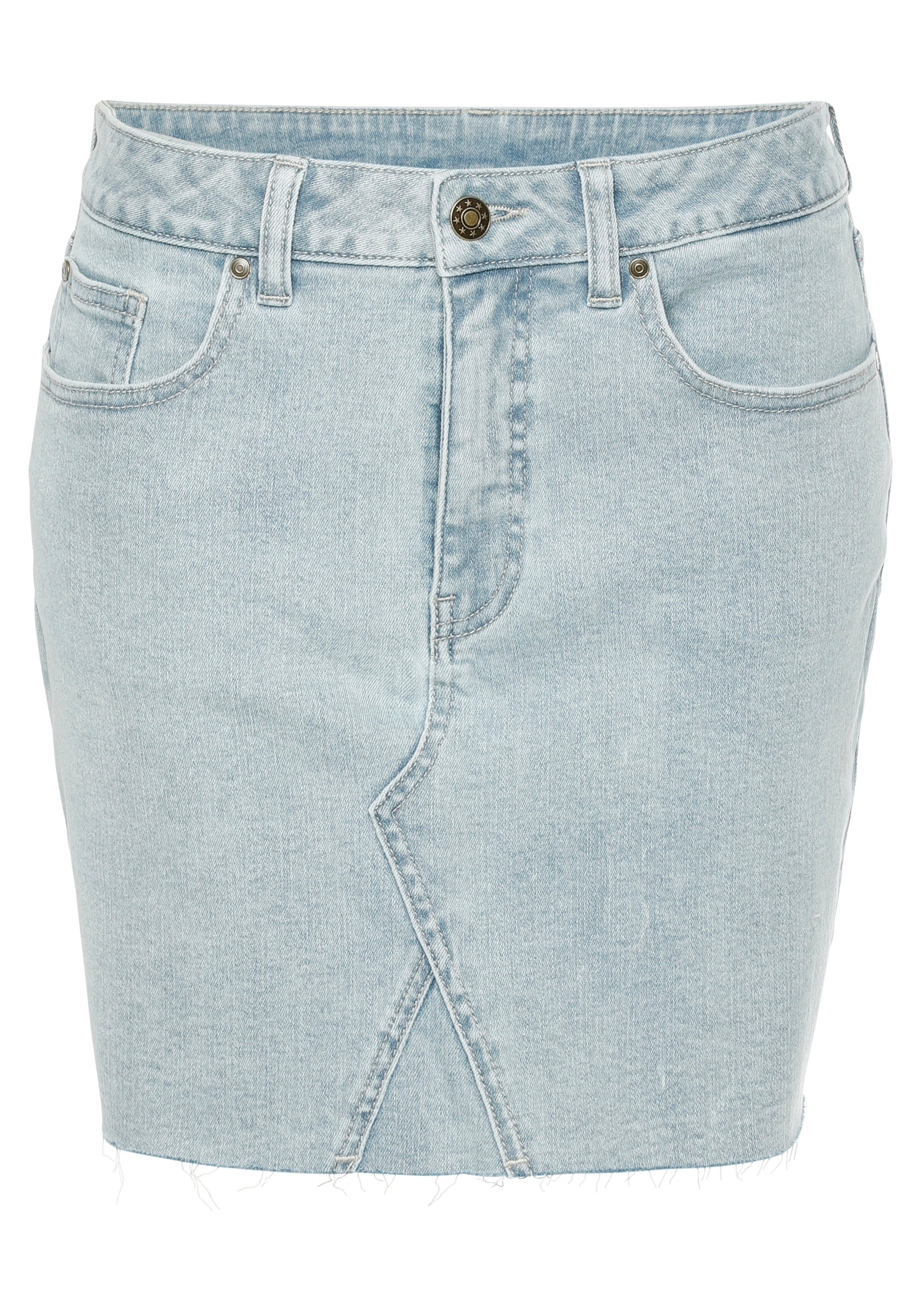 Buffalo Jeansrock, in kurzer Form mit Fransensaum, Minirock aus bequemem Ba günstig online kaufen