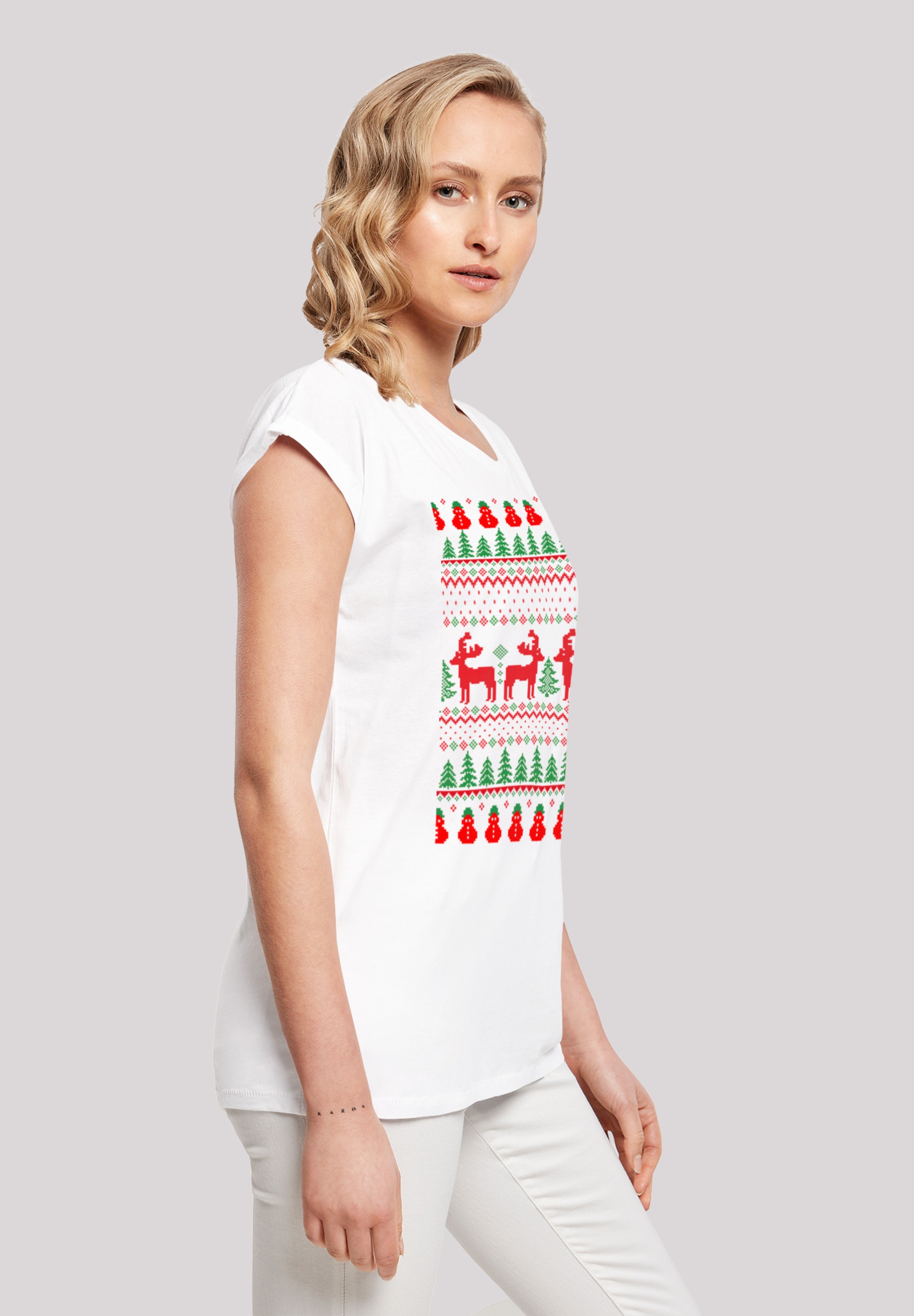 F4NT4STIC T-Shirt »Christmas Reindeers Weihnachten Muster«, Print