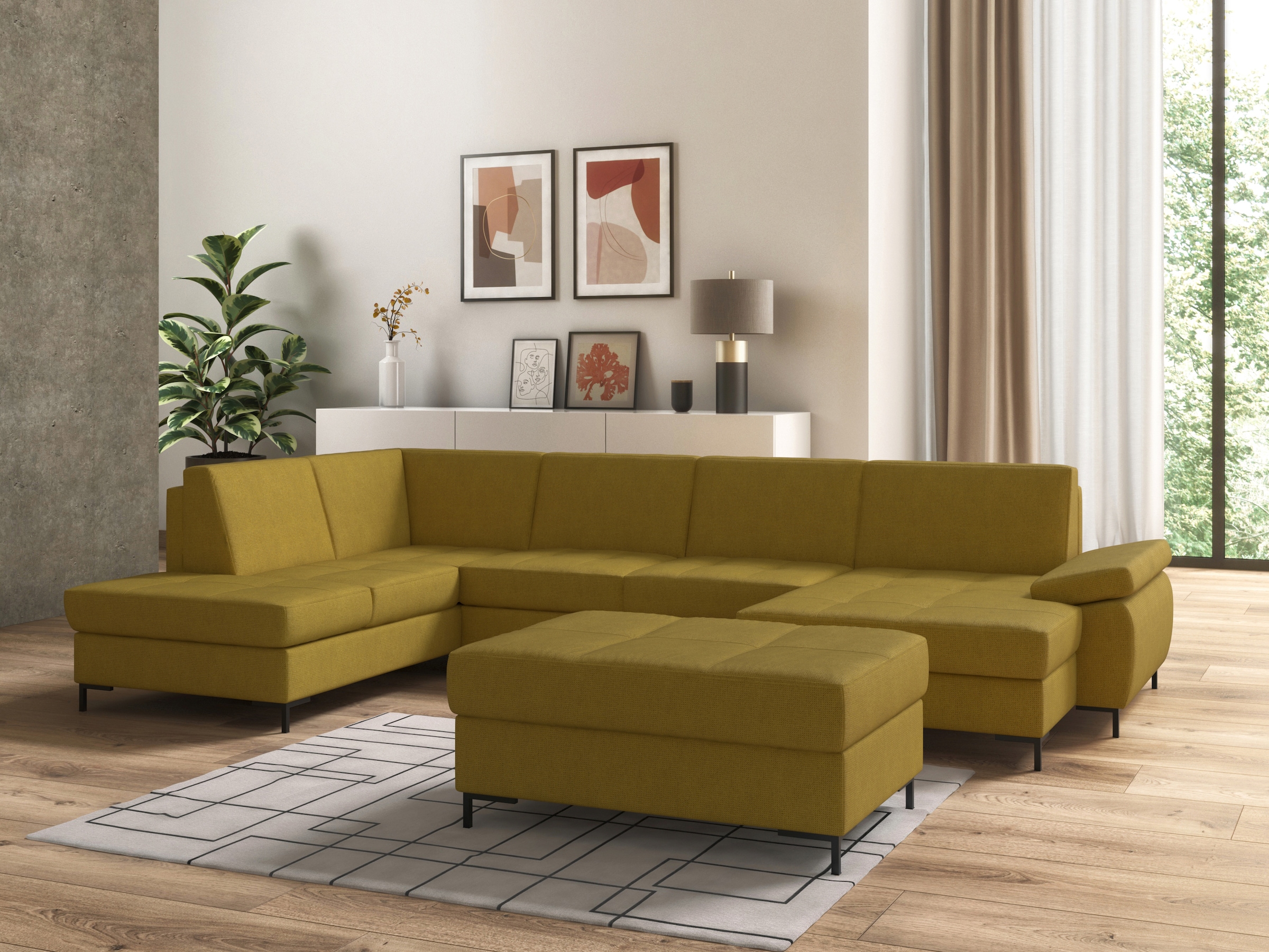 DOMO collection Wohnlandschaft »Capelo U-Form«, mit Armteilverstellung, wahlweise mit Bettfunktion, Federkern