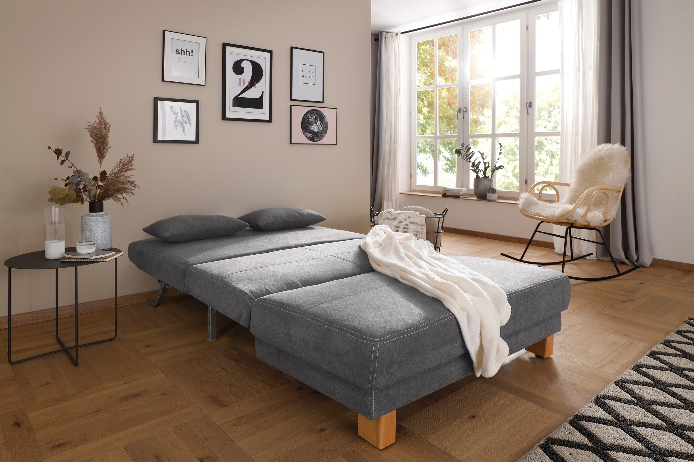 Home affaire Schlafsofa »Gina«, vom Sofa zum Bett mit einem Handgriff, in 4 Breiten, Nierenkissen