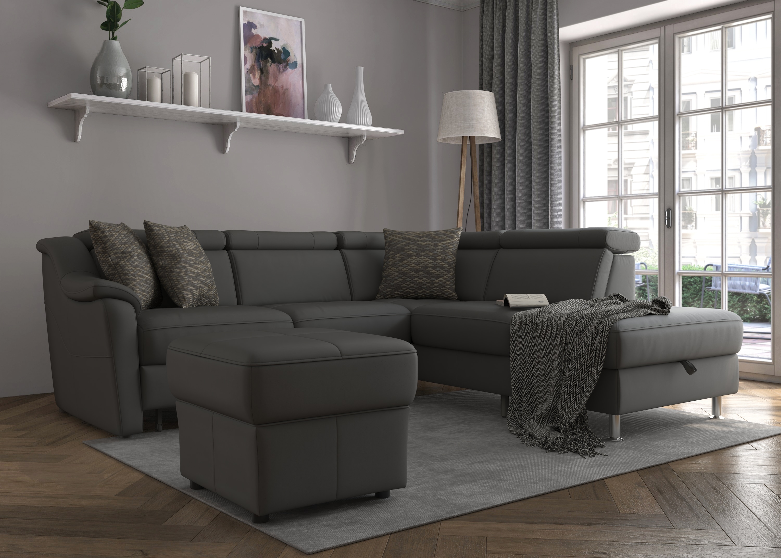 sit&more Ecksofa "Freetown L-Form" inklusive Kopfteilverstellung und komfortablem Federkern
