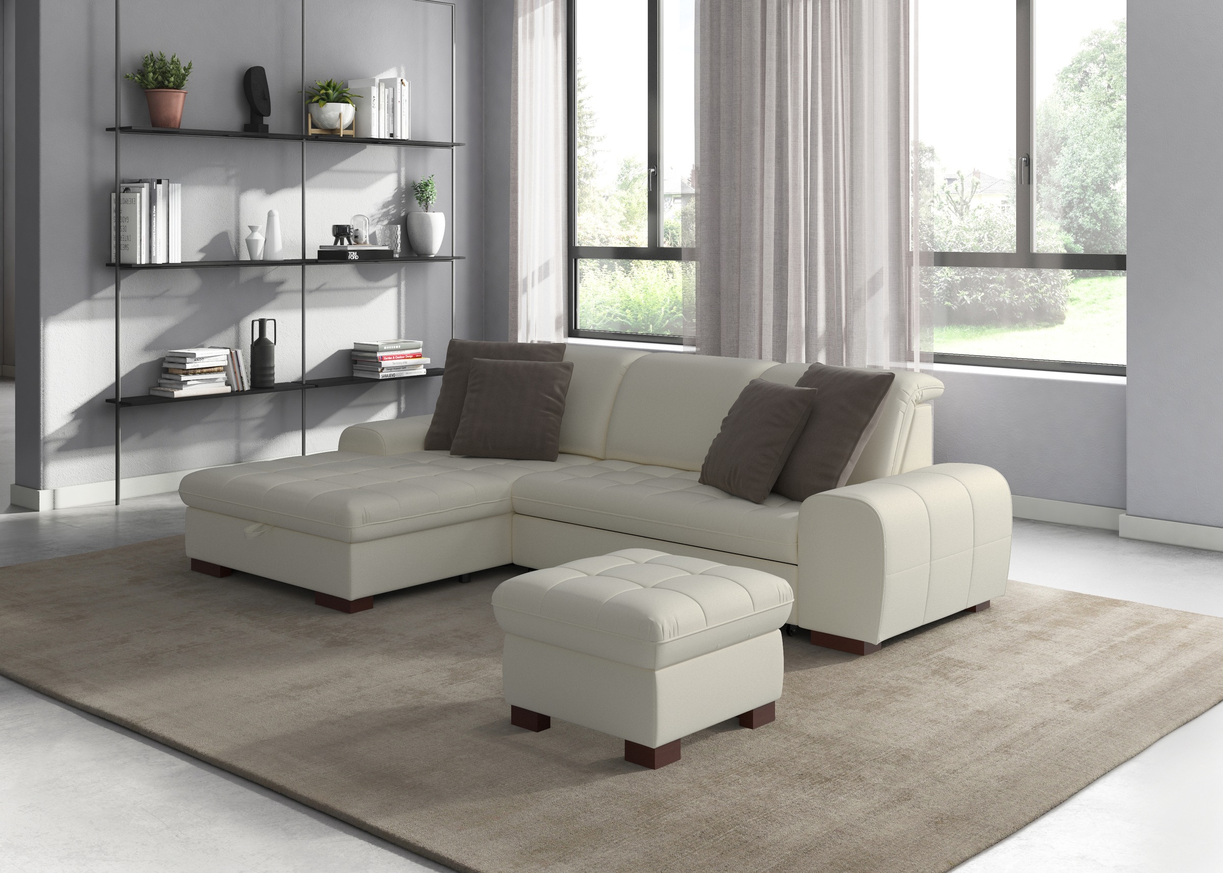 Ecksofa SIT & MORE "Luxor L-Form", beige (creme), B:275cm H:82cm T:173cm, Luxus-Microfaser ALTARA NUBUCK (100% Polyester);Soft clean (98% Polyester, 2% Polyamid);Struktur fein (100% Polyester), Sofas, Ecksofa, wahlweise mit Bettfunktion, Bettkasten und Ko