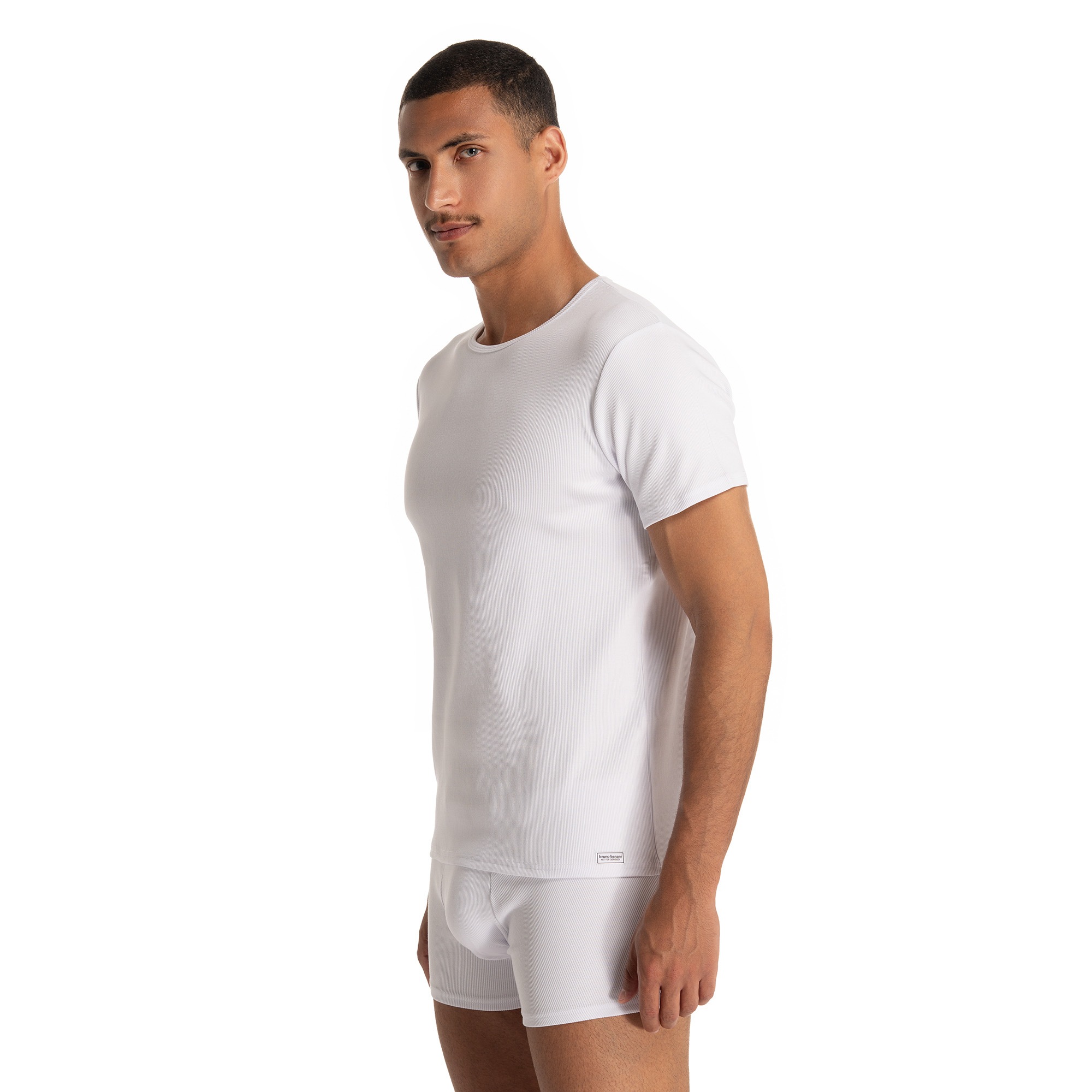 Thumbnail - Bruno Banani Rundhalsshirt "FINE RIB" Feinripp, Kurzarm, Rundhalsausschnitt, Cotton-Mix
