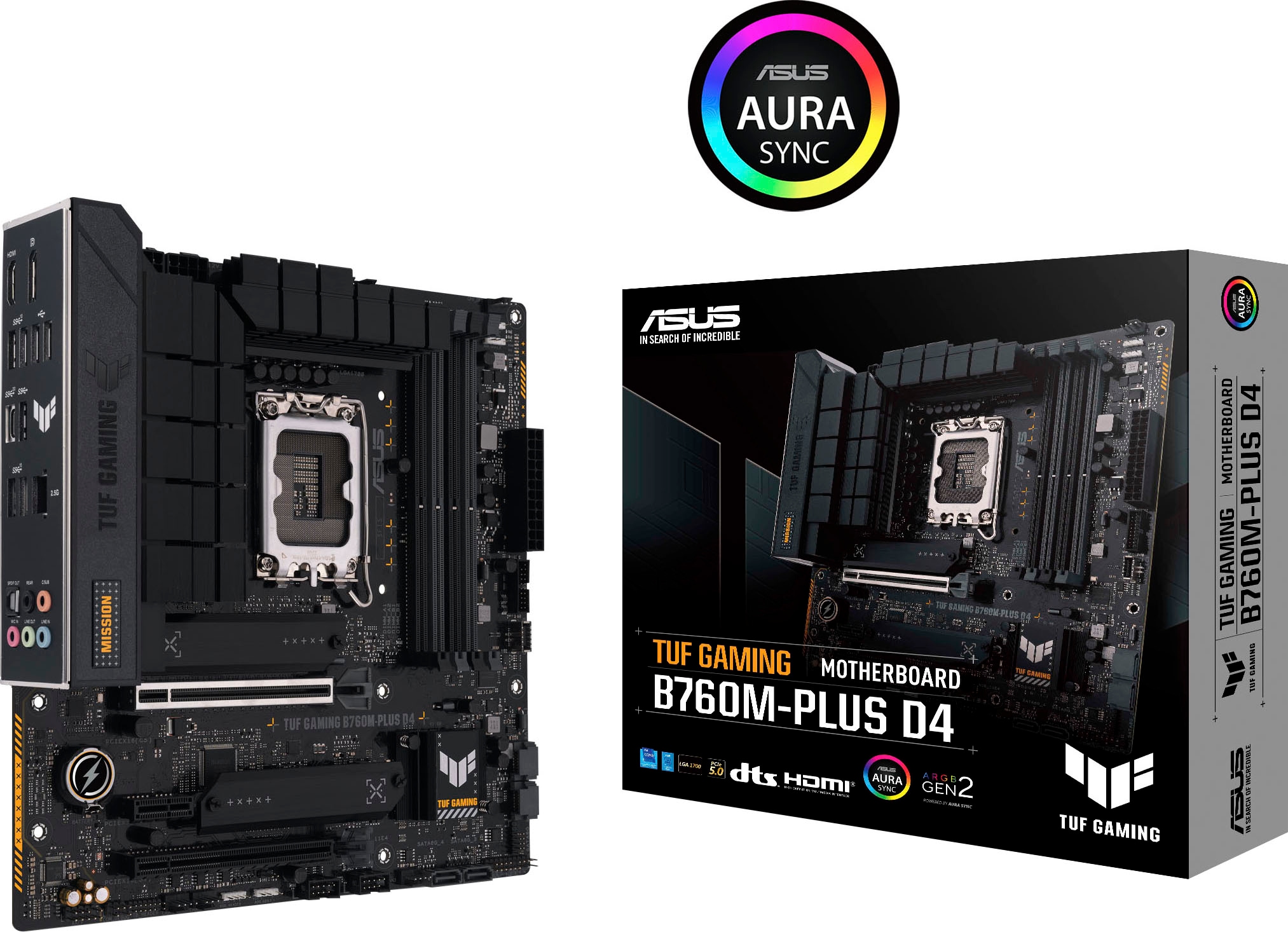 Asus Mainboard »TUF GAMING B760M-PLUS D4«, Intel B760, mATX, DDR4 Speicher, PCIe 5.0, 2x M.2, Thunderbolt 4
