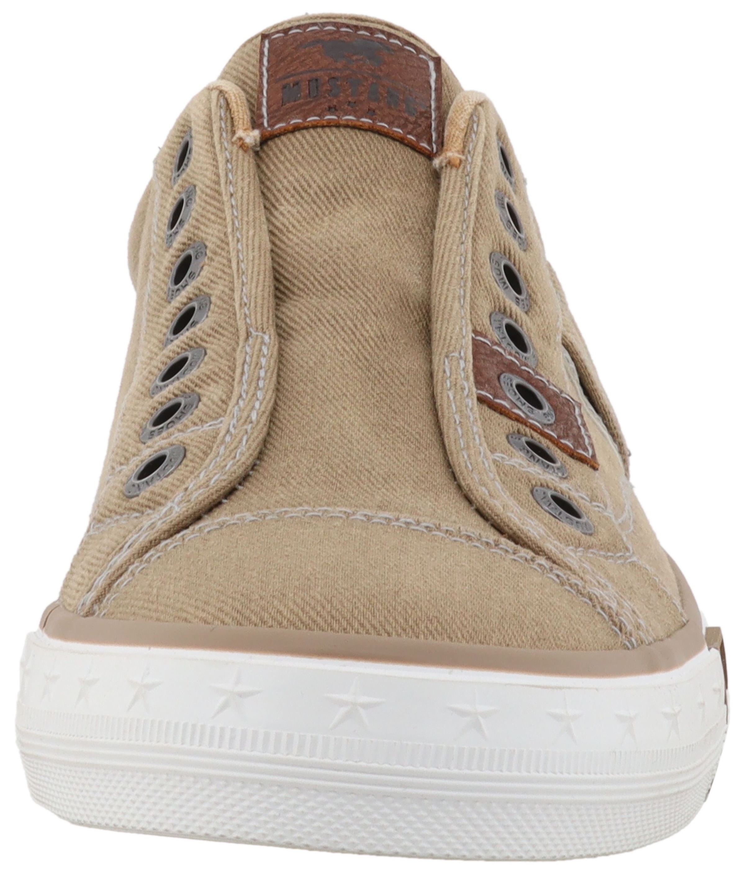 Slip-On Sneaker MUSTANG SHOES "Calogero", Herren, Gr. 41, taupe, Baumwolle, Schuhe, Slipper, Freizeitschuh, Halbschuh mit Kontrastnähten 2
