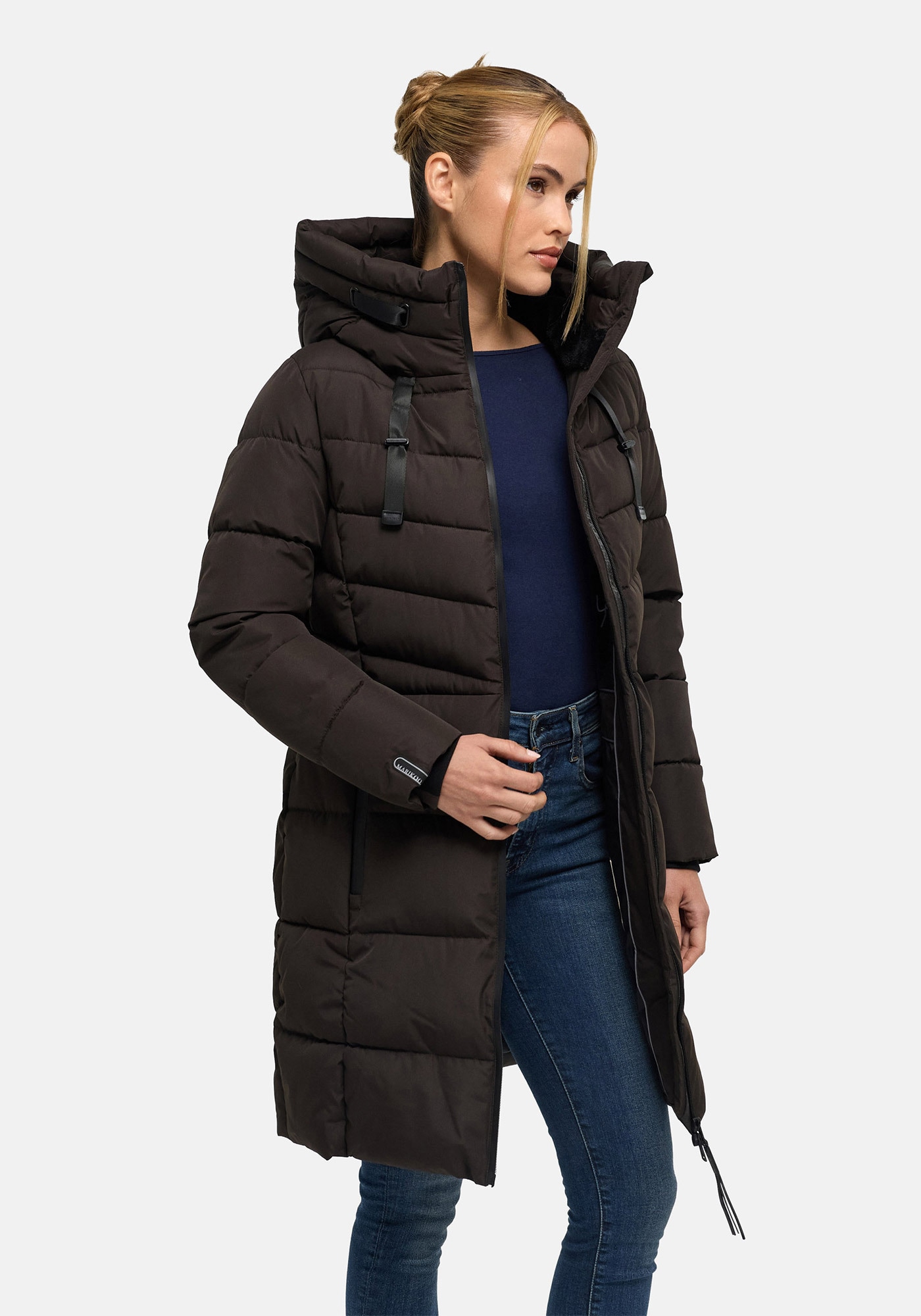 Marikoo Winterjacke »Natsukoo XVI« Stepp Mantel mit großer Kapuze